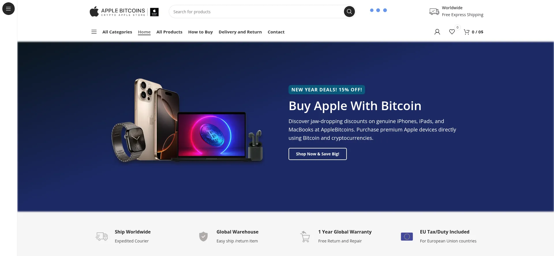 Website screenshot of Applebitcoins.com