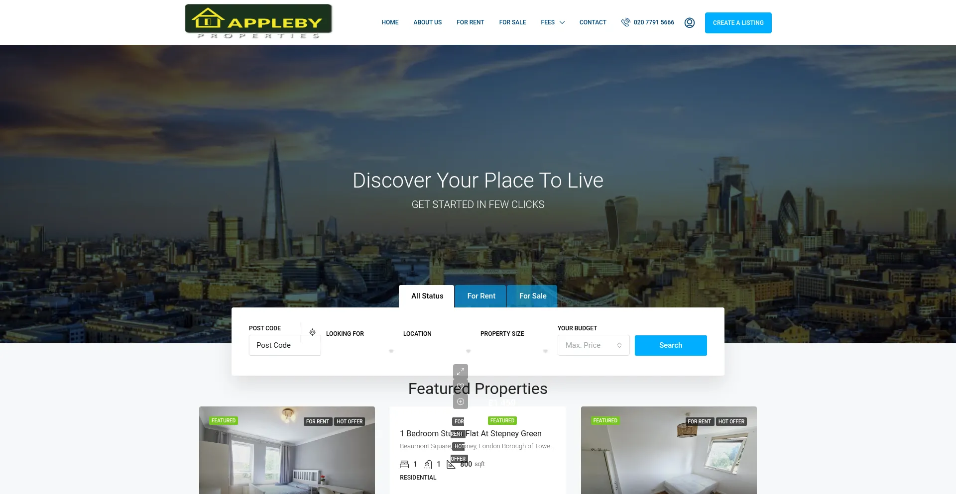 Website screenshot of Applebyproperty.co.uk