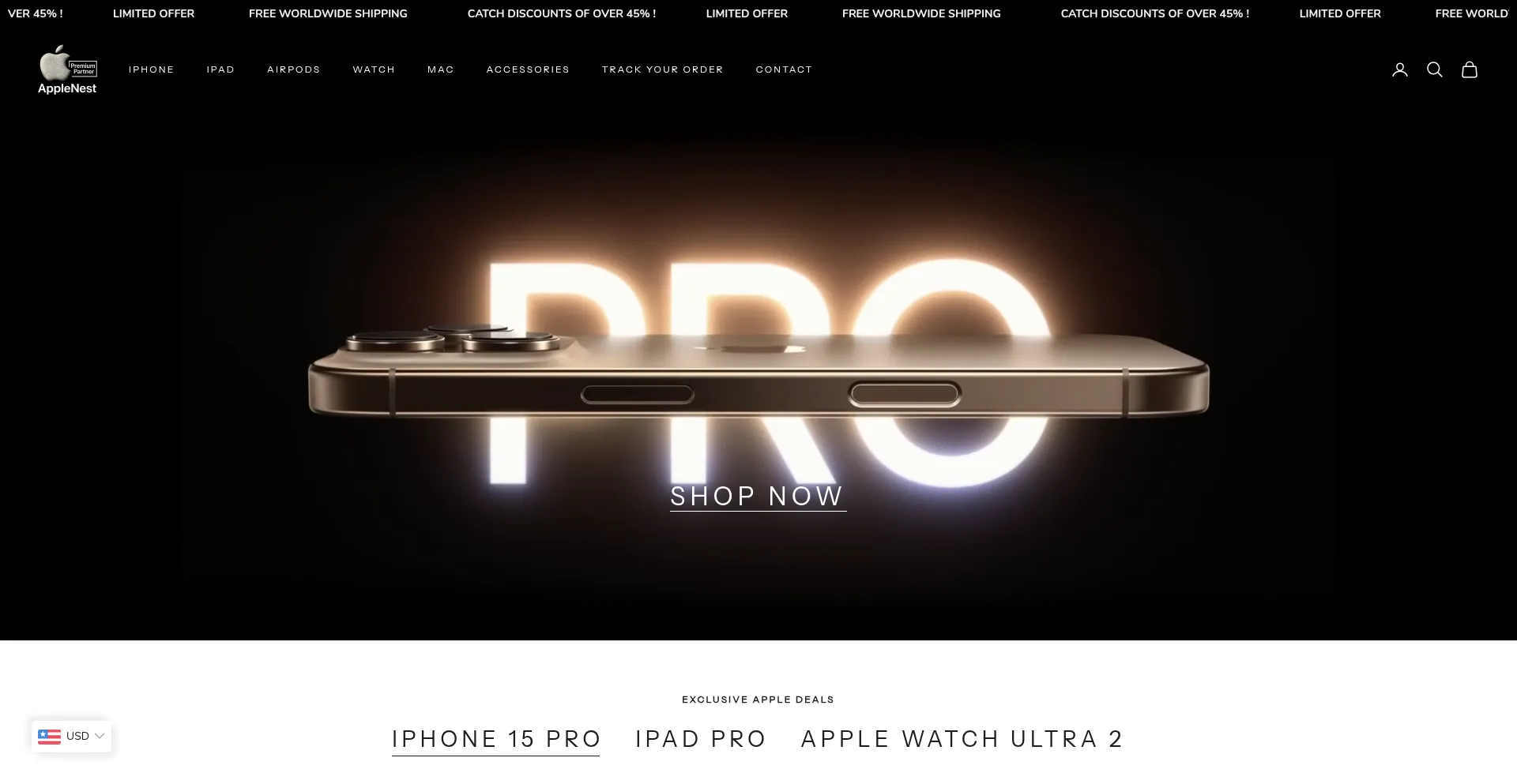 Website screenshot of Applenestt.com