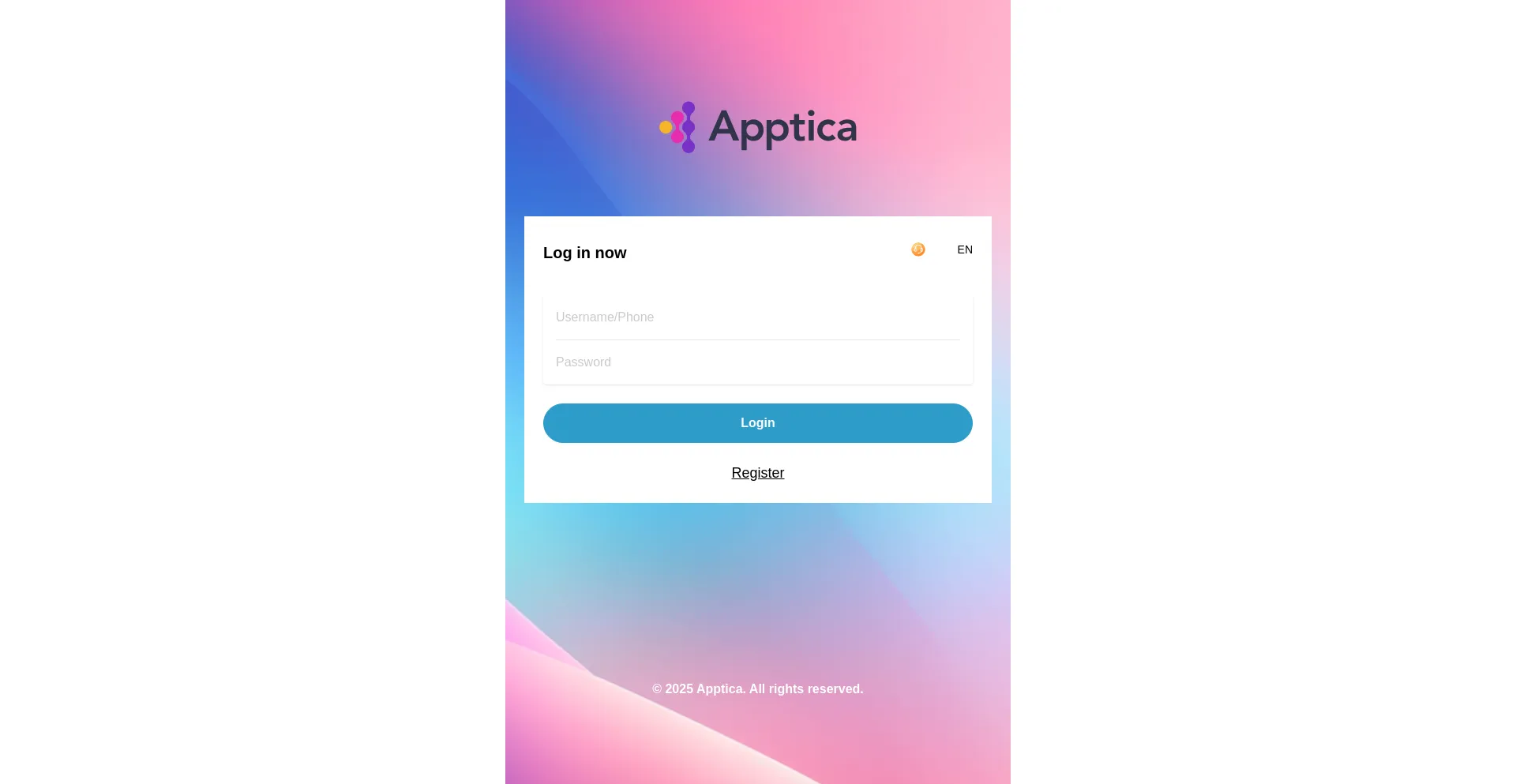 Website screenshot of Apptica.io