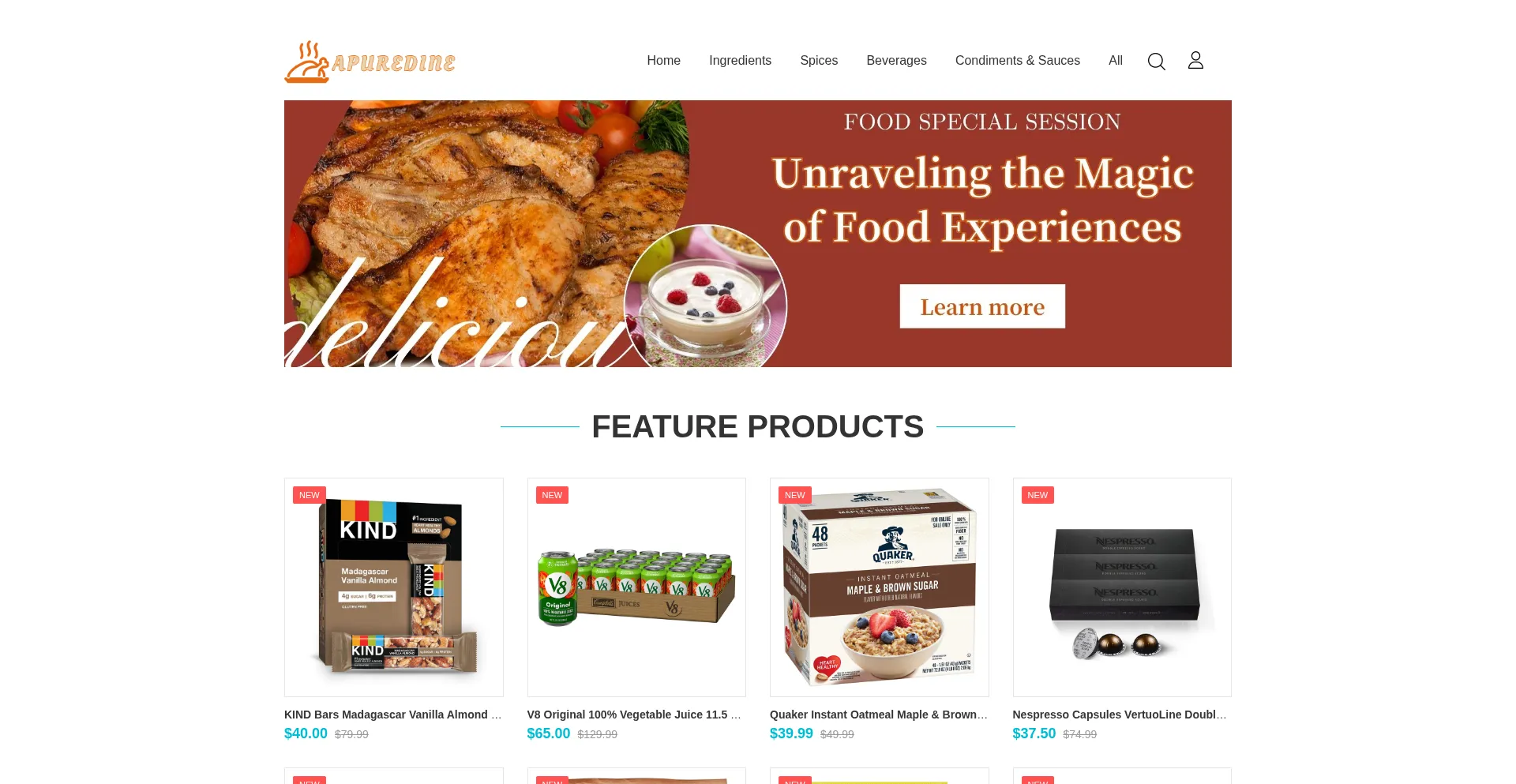 Website screenshot of Apuredine.com