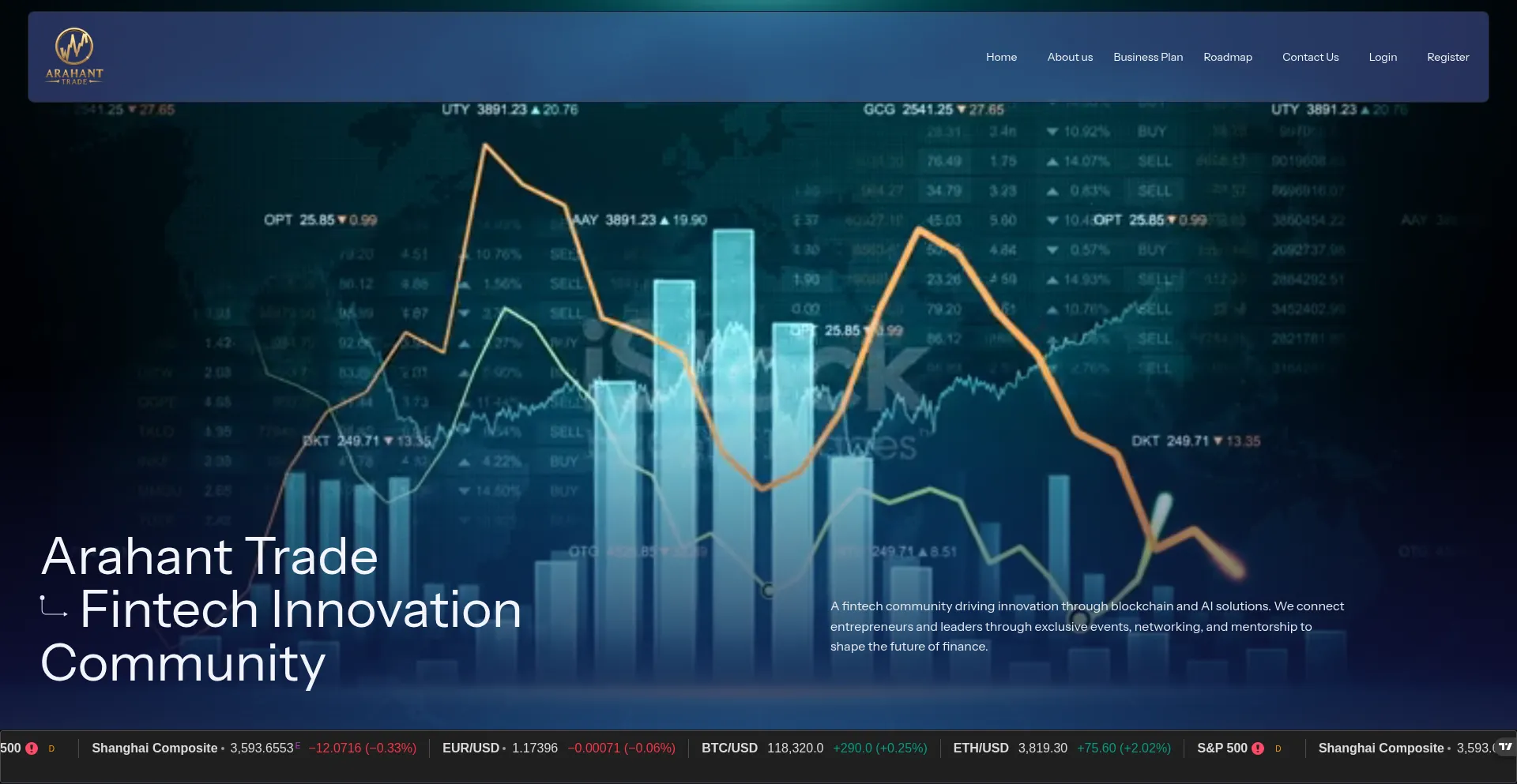 Website screenshot of Arahanttrade.world