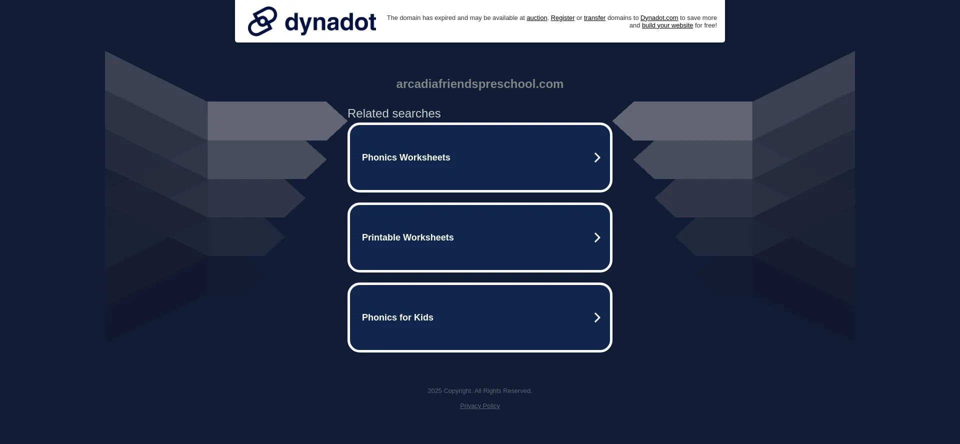 Website screenshot of Arcadiafriendspreschool.com