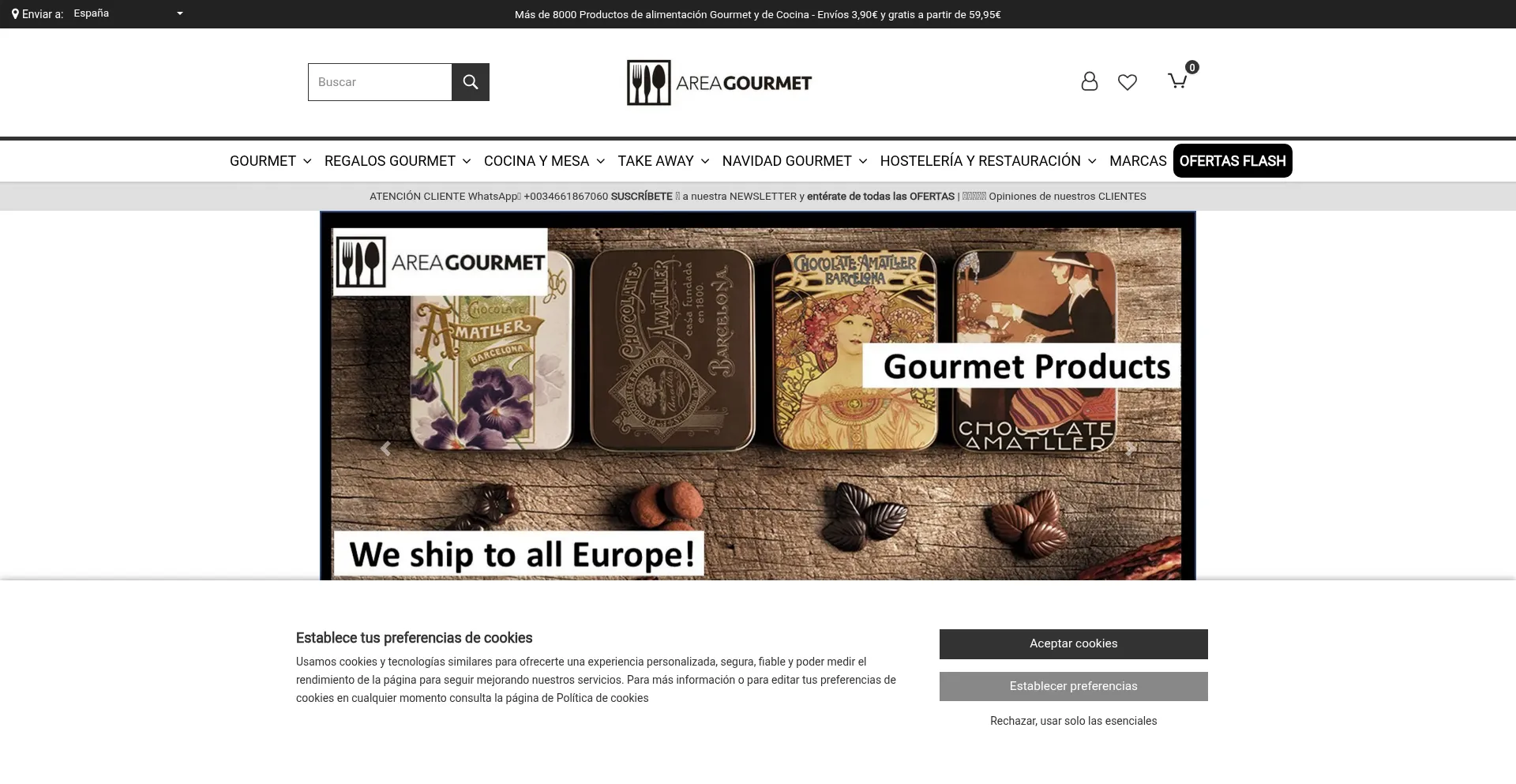 Website screenshot of Area-gourmet.com