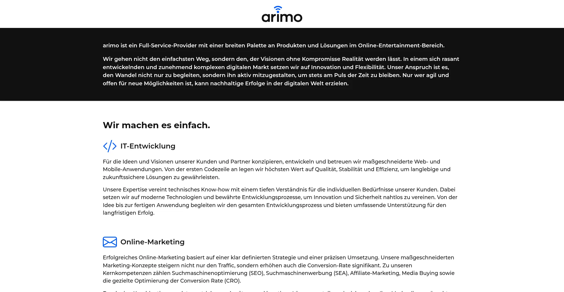 Arimo.io Screenshot