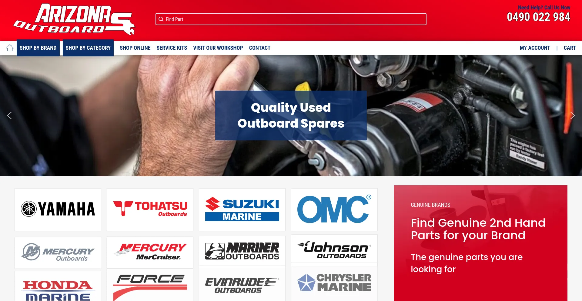 Website screenshot of Arizonaoutboards.com.au