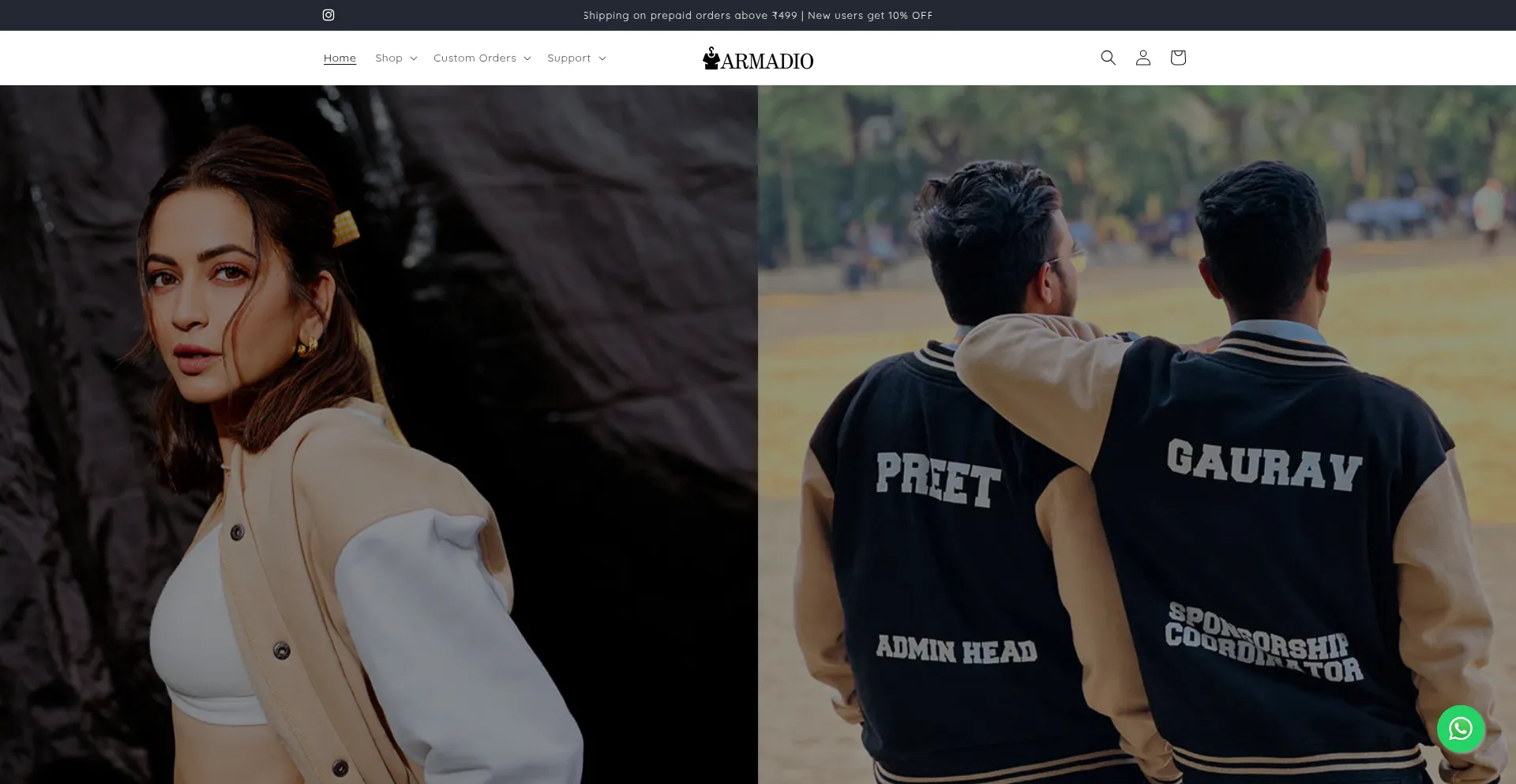 Website screenshot of Armadioindia.com