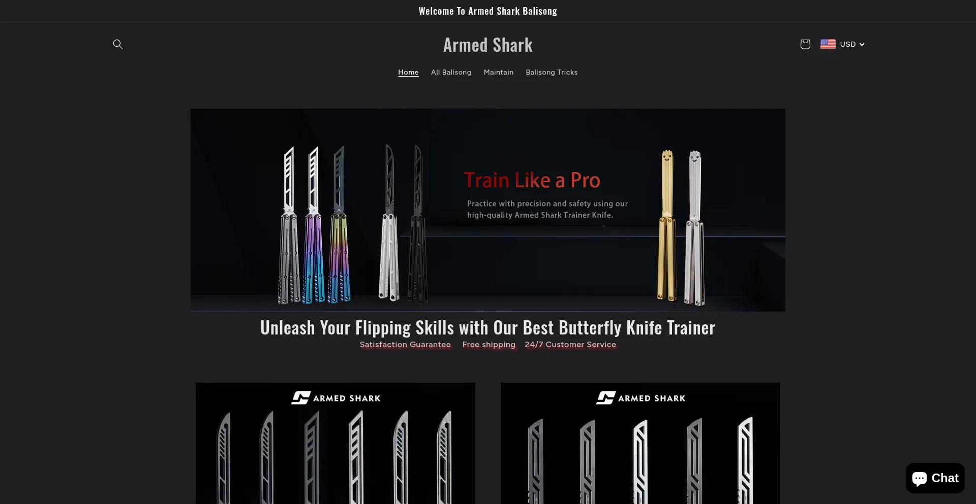 Website screenshot of Armedshark.com