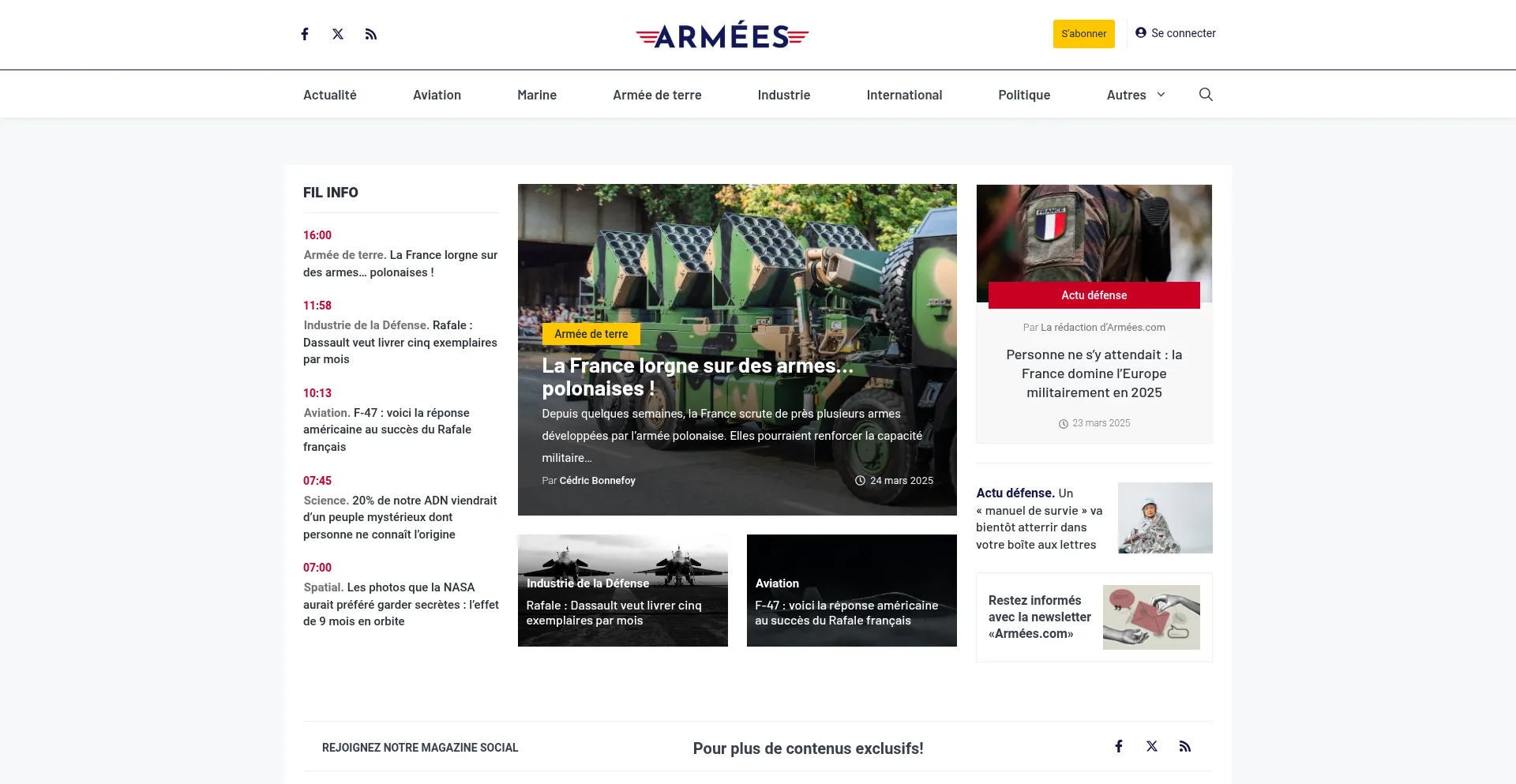 Website screenshot of Armees.com