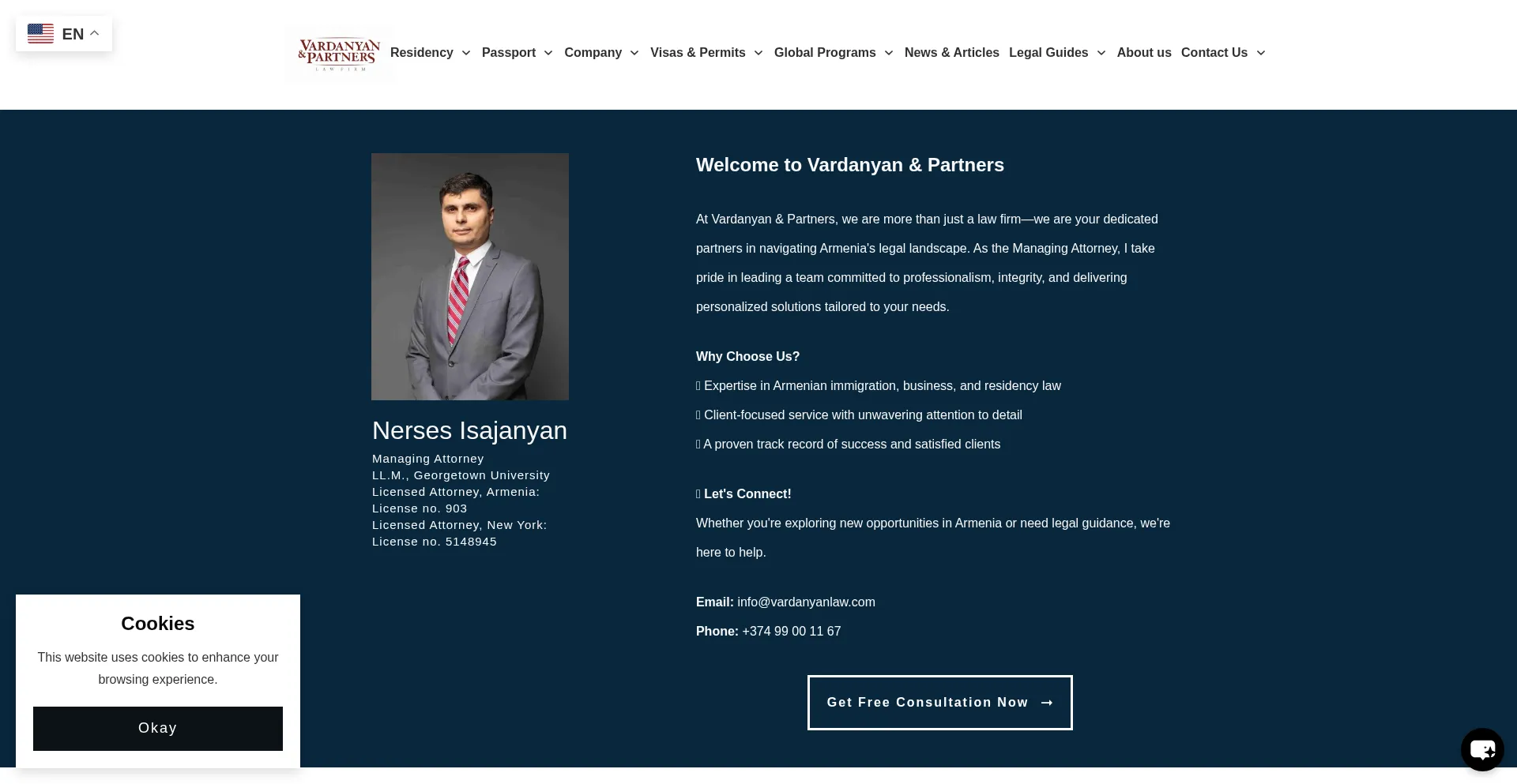 Website screenshot of Armenian-lawyer.com