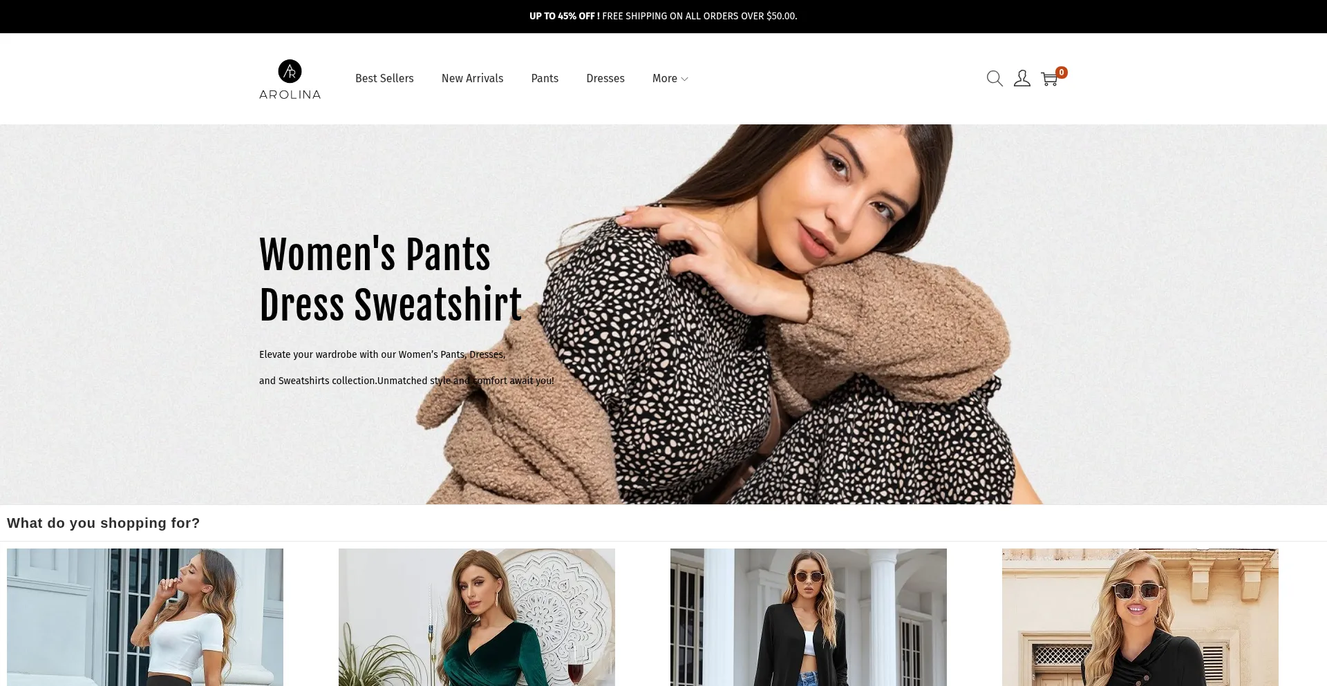 Website screenshot of Arolinastore.com