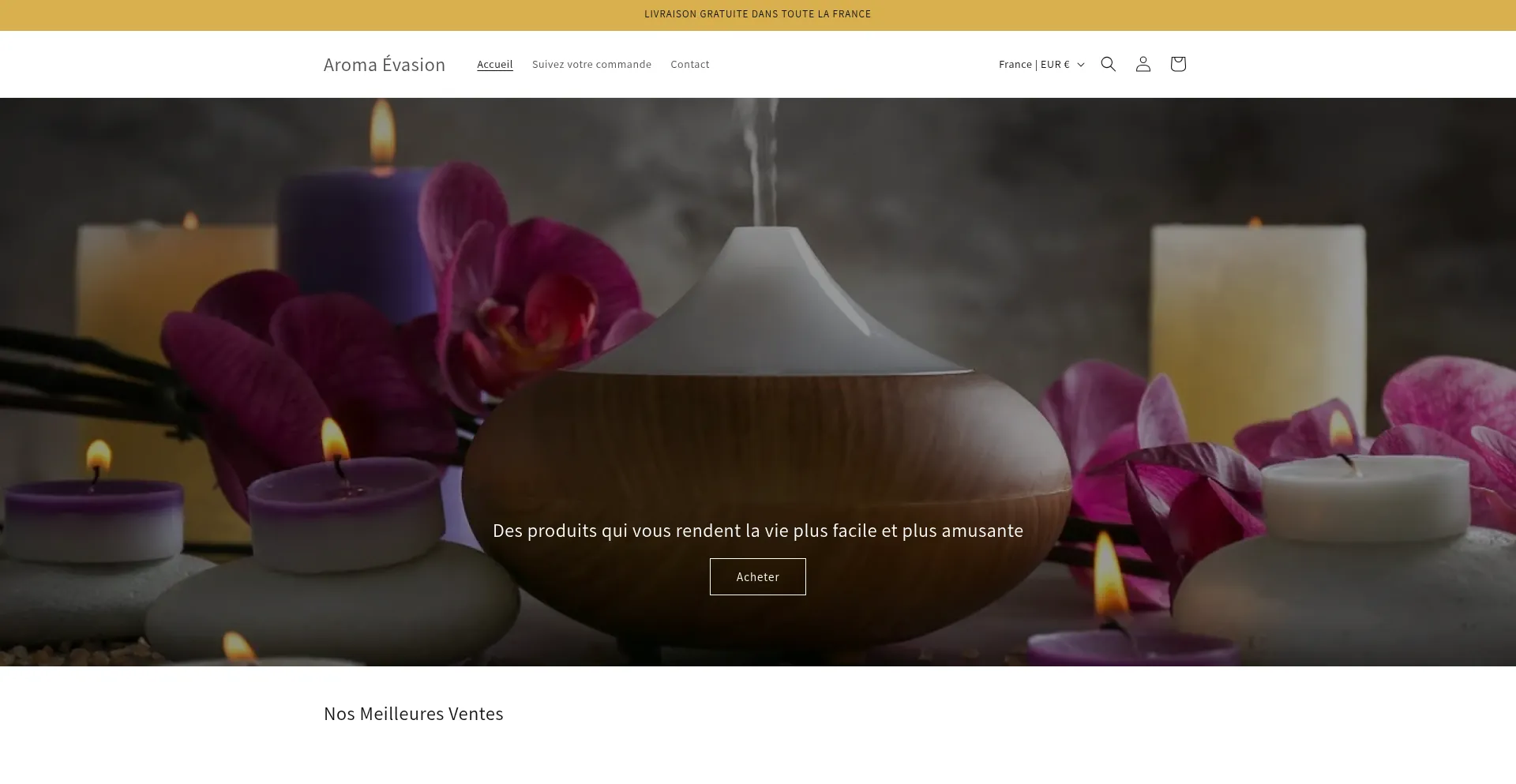 Website screenshot of Aromaevasion.com