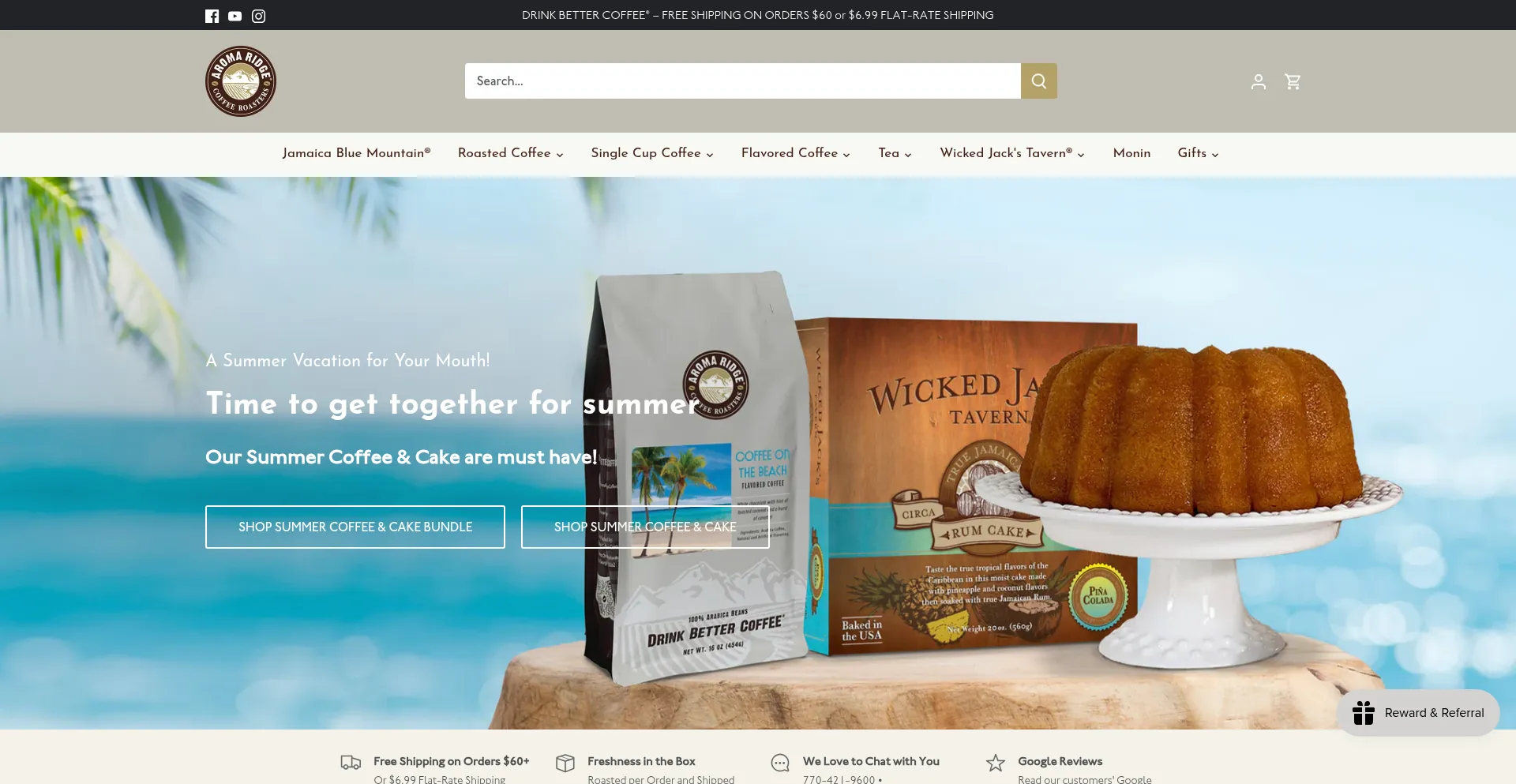 Website screenshot of Aromaridge.com