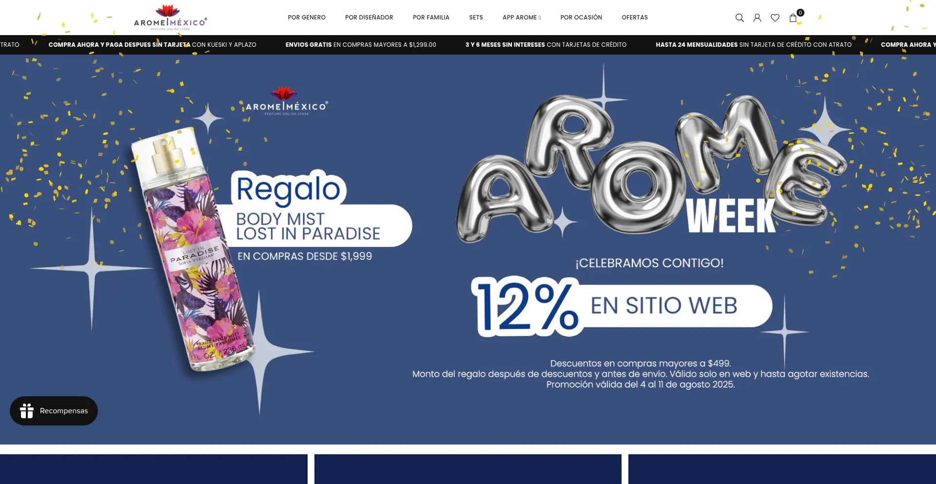 Website screenshot of Arome.mx