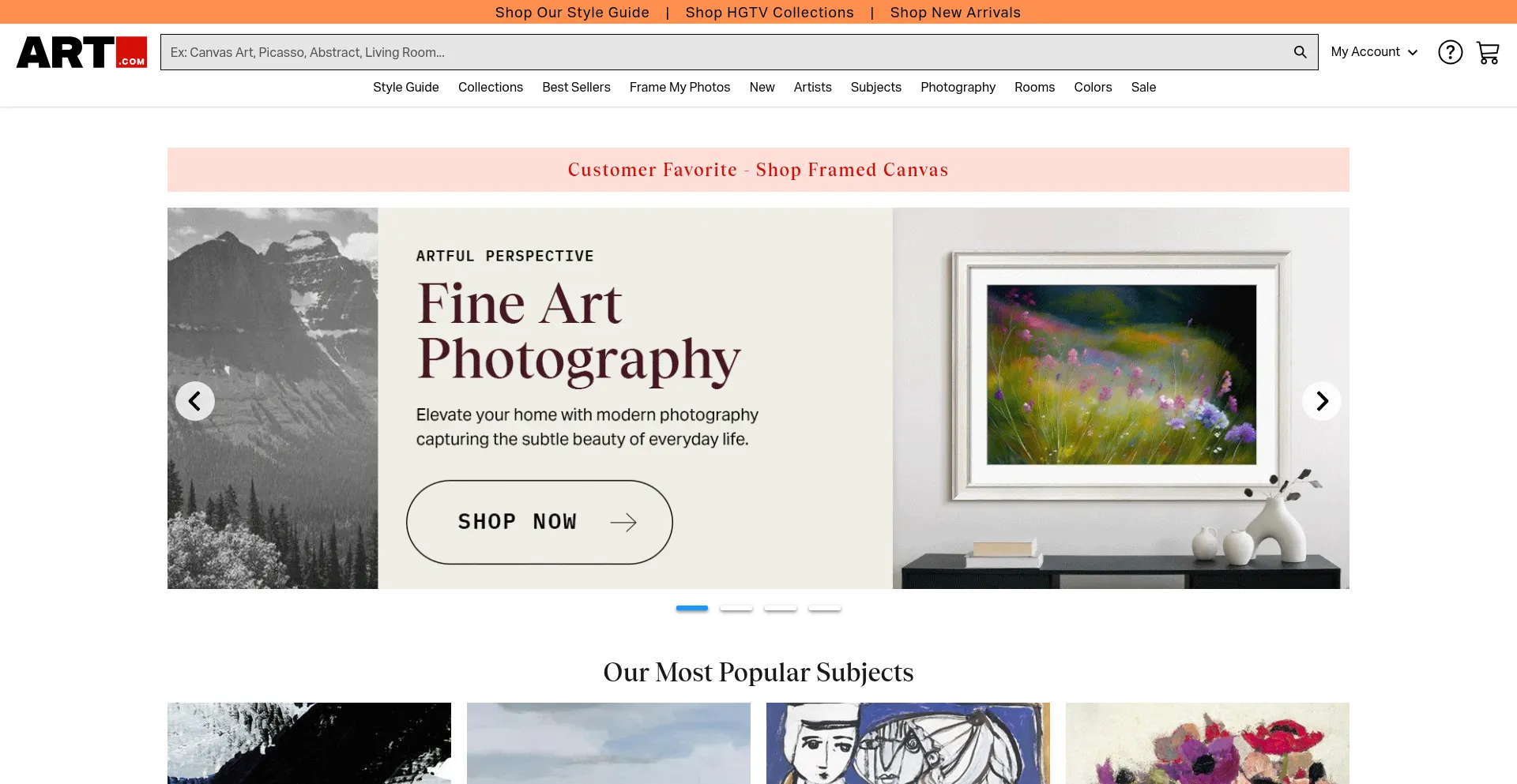 Website screenshot of Art.com