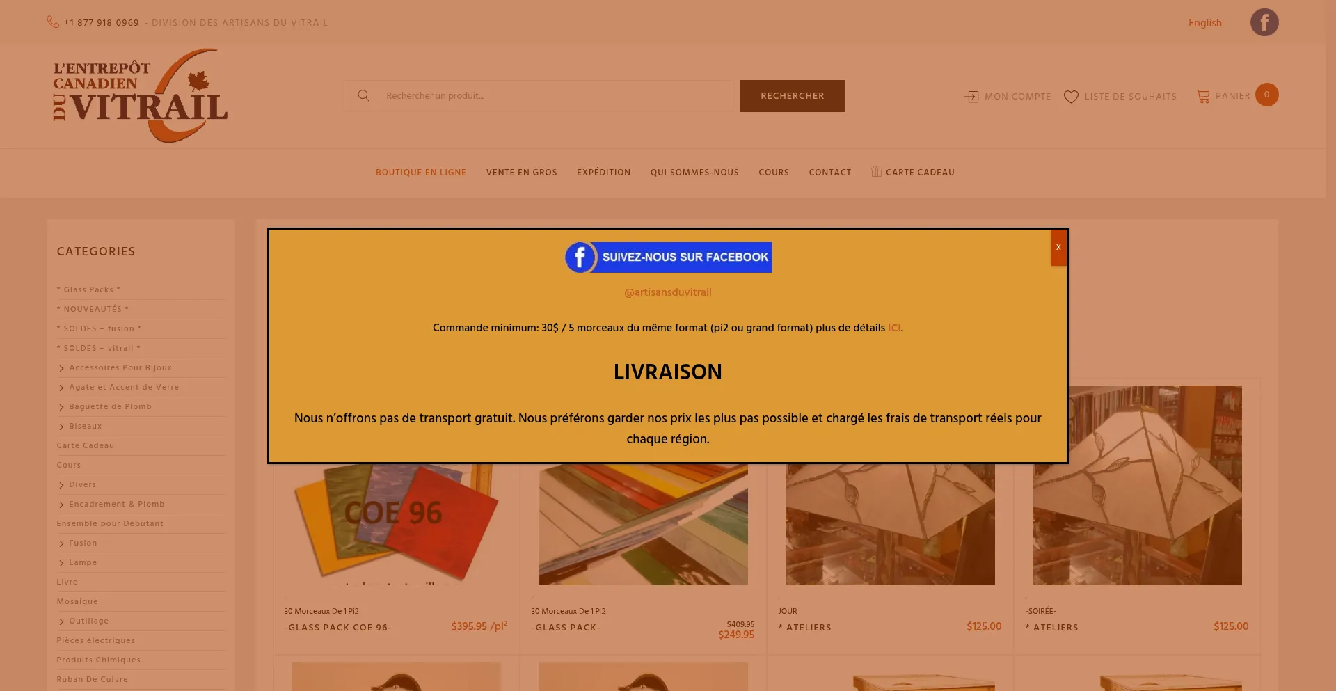 Website screenshot of Artisansduvitrail.com