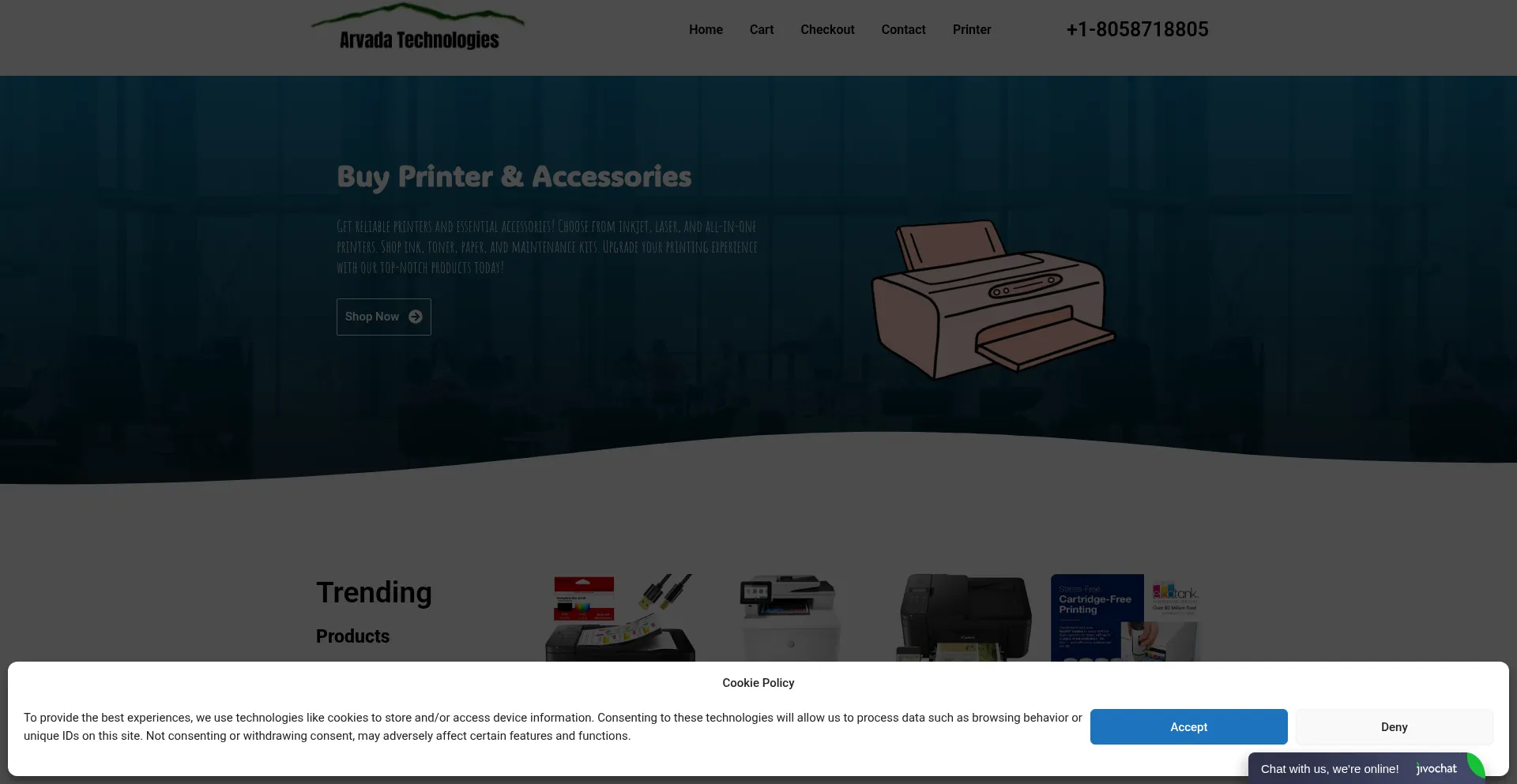 Website screenshot of Arvadatechnologies.org