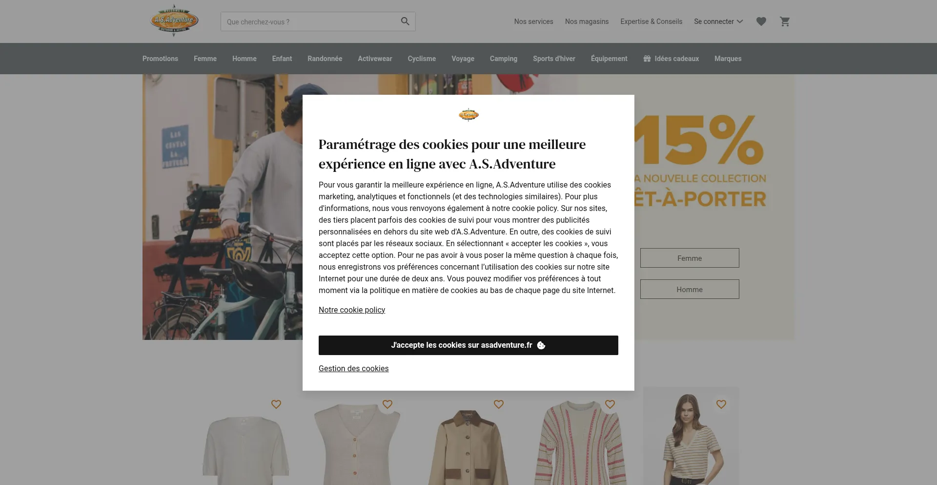 Website screenshot of Asadventure.fr