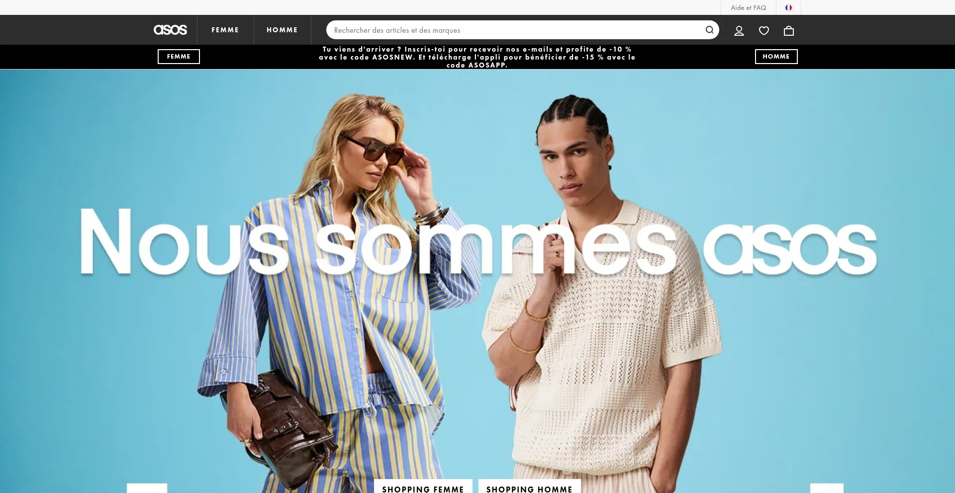 Website screenshot of Asos.fr