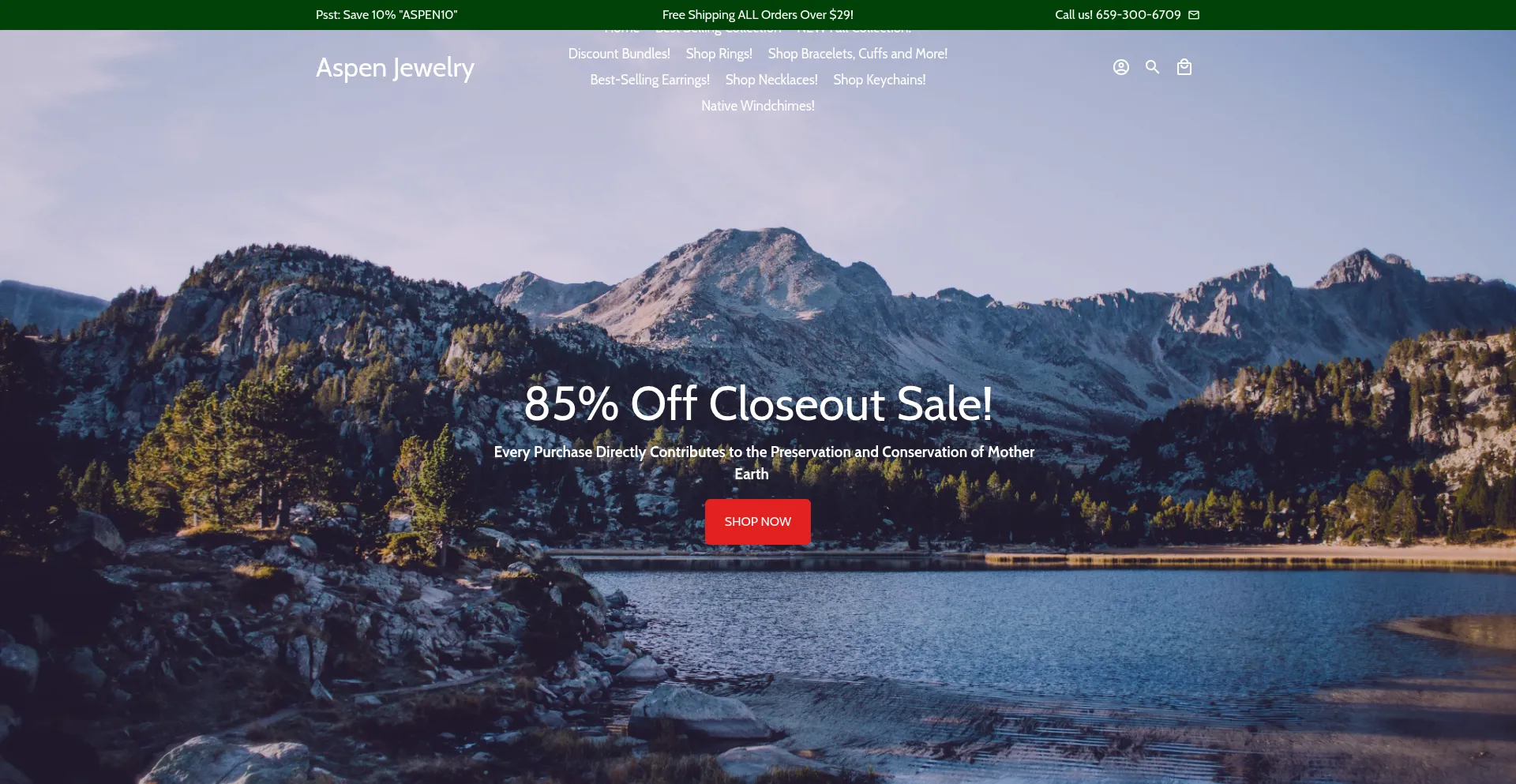 Website screenshot of Aspenjewelry.co