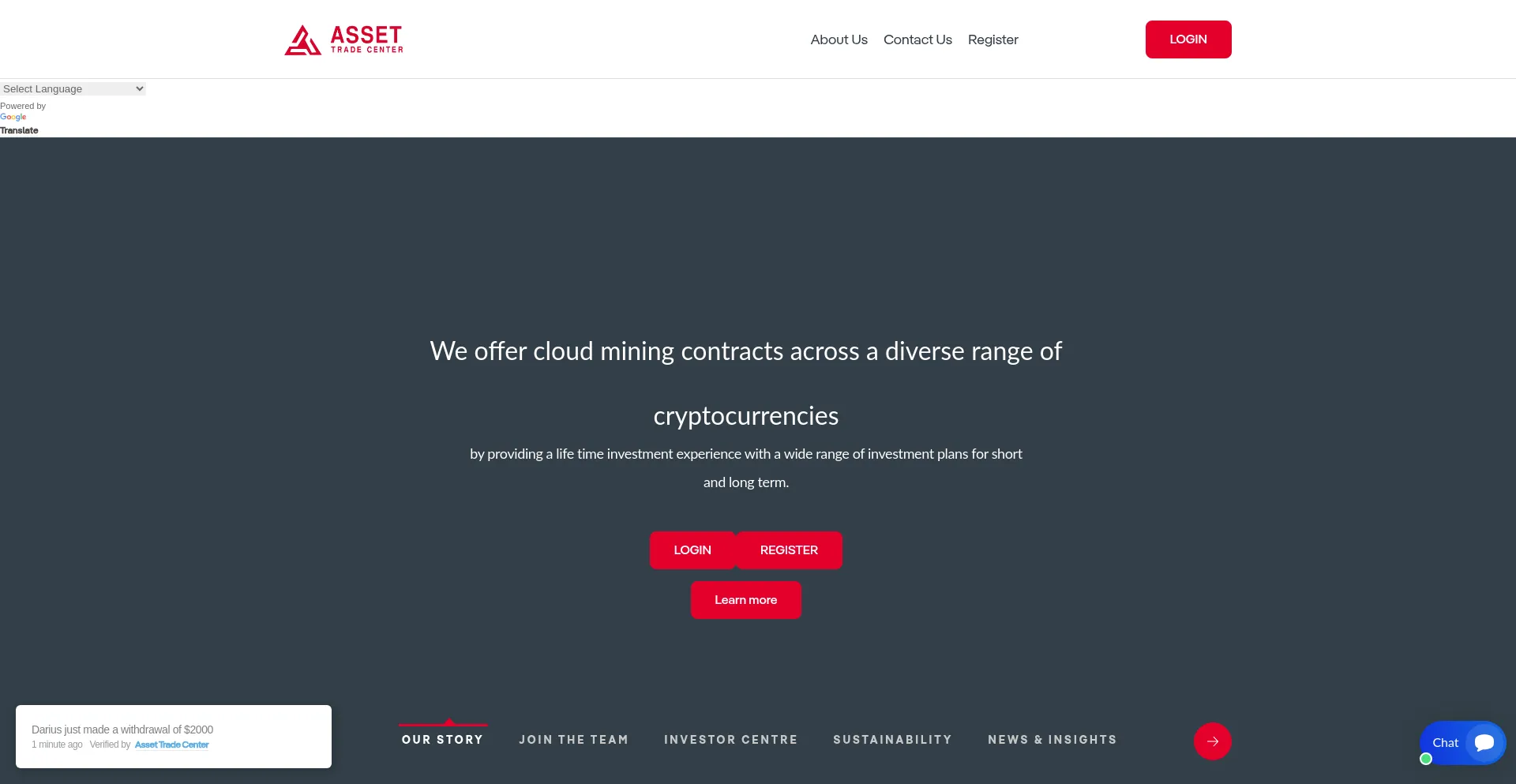 Website screenshot of Assettradecenter.ltd