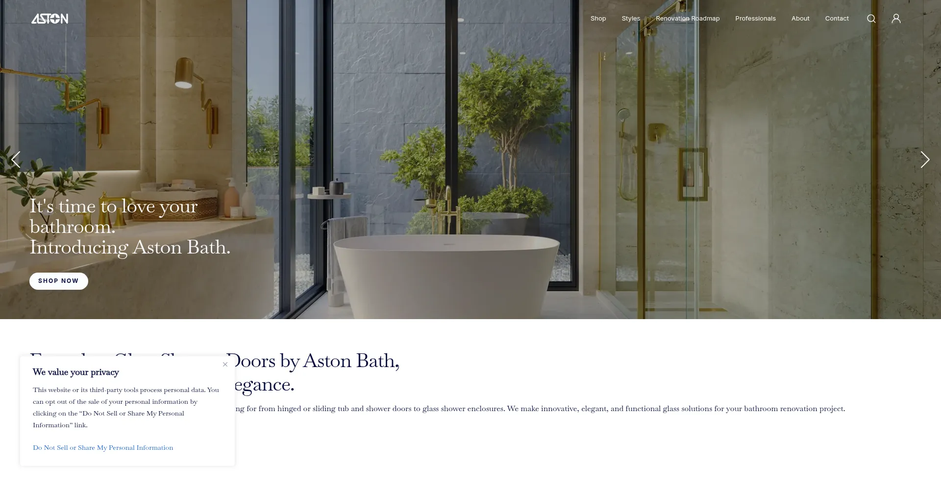 Website screenshot of Astonbath.com