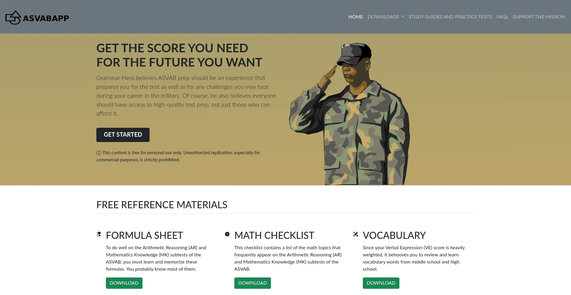 Asvabapp.com Screenshot