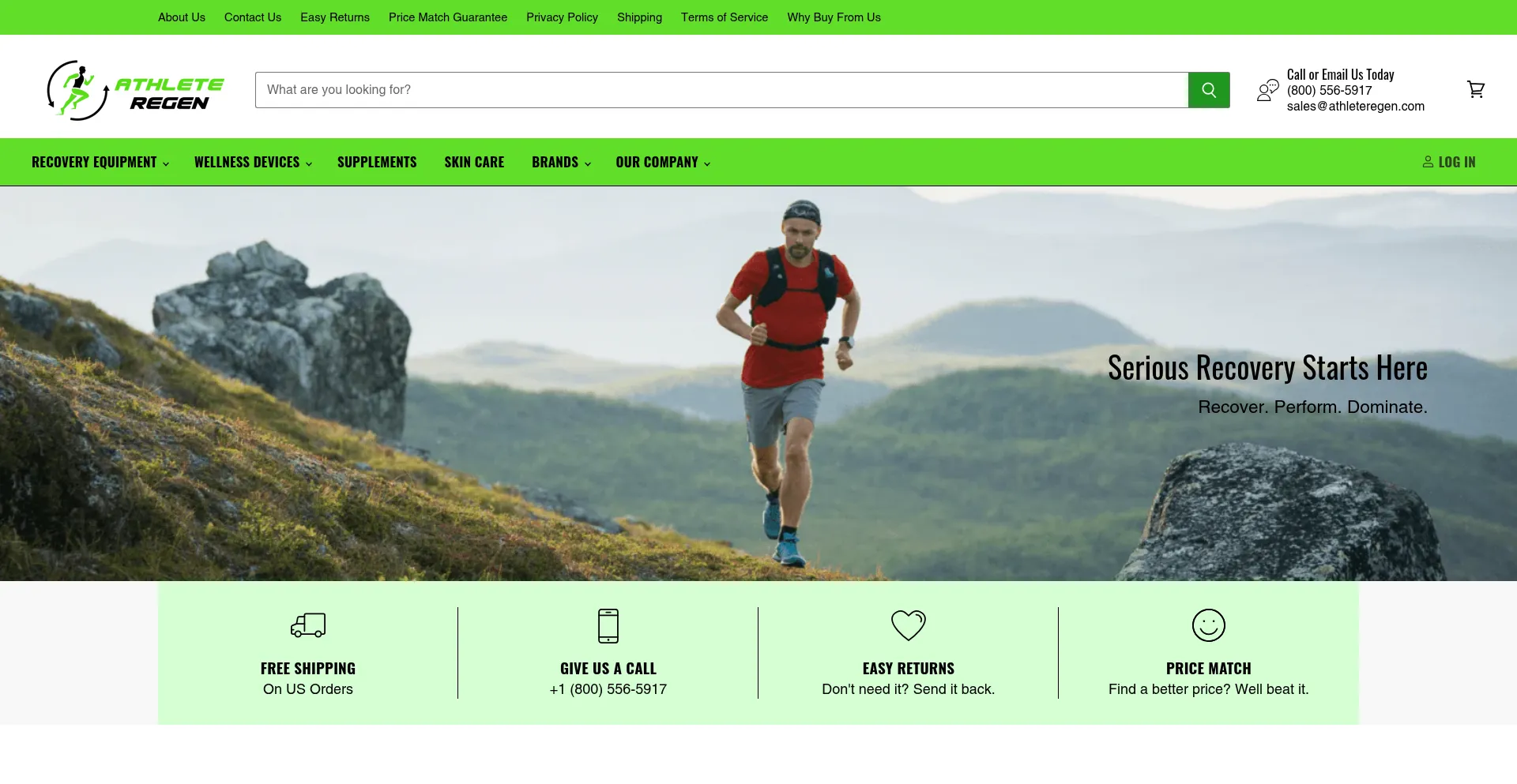 Website screenshot of Athleteregen.com