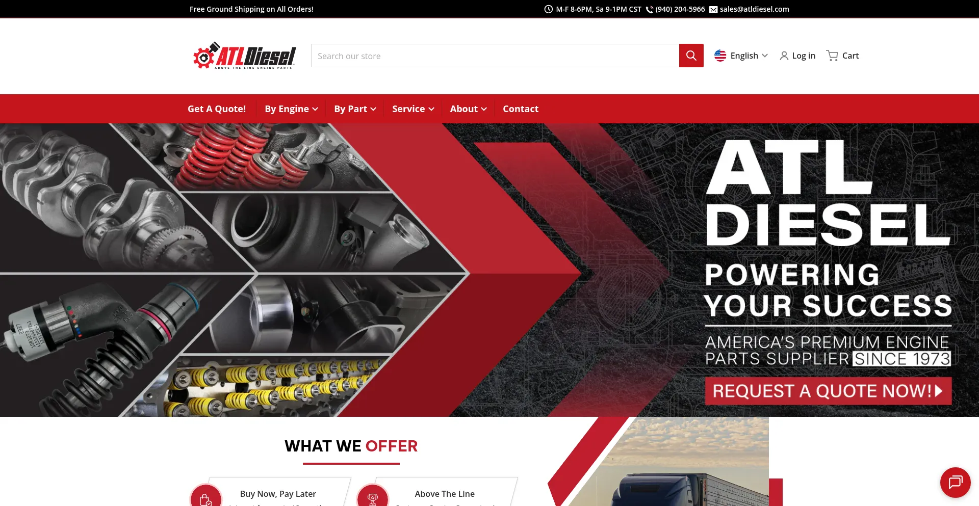 Website screenshot of Atldiesel.com