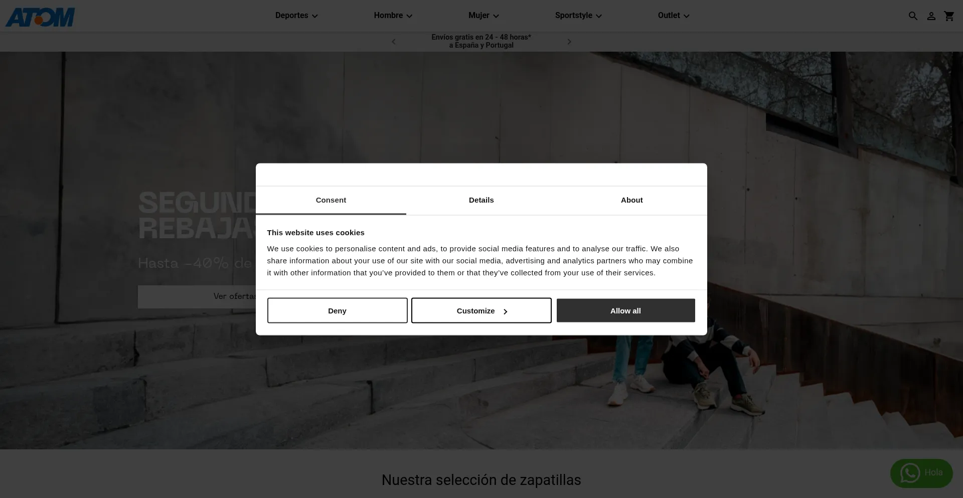 Website screenshot of Atom-sport.es
