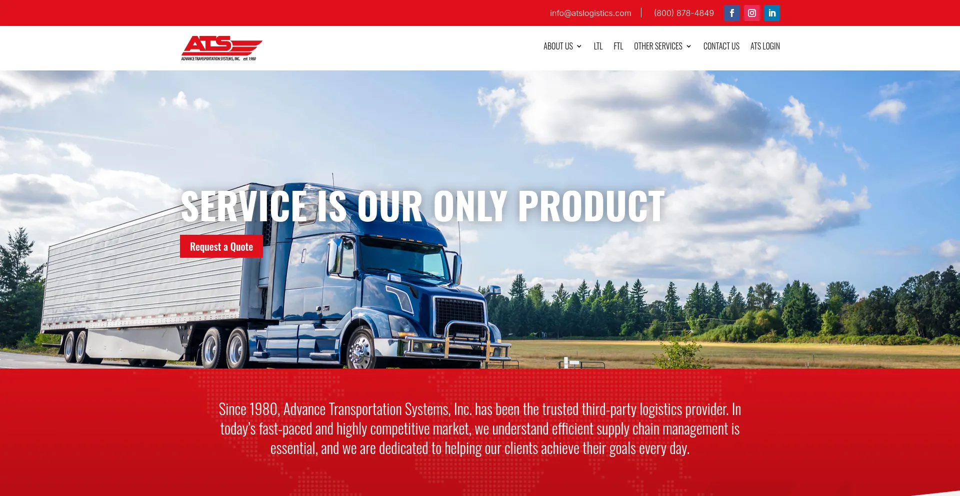 Website screenshot of Atslogistics.com