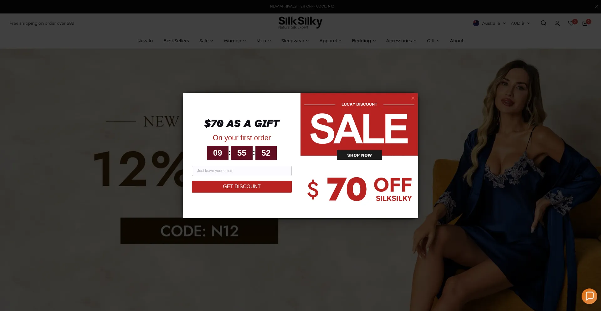 Website screenshot of Au.silksilky.com