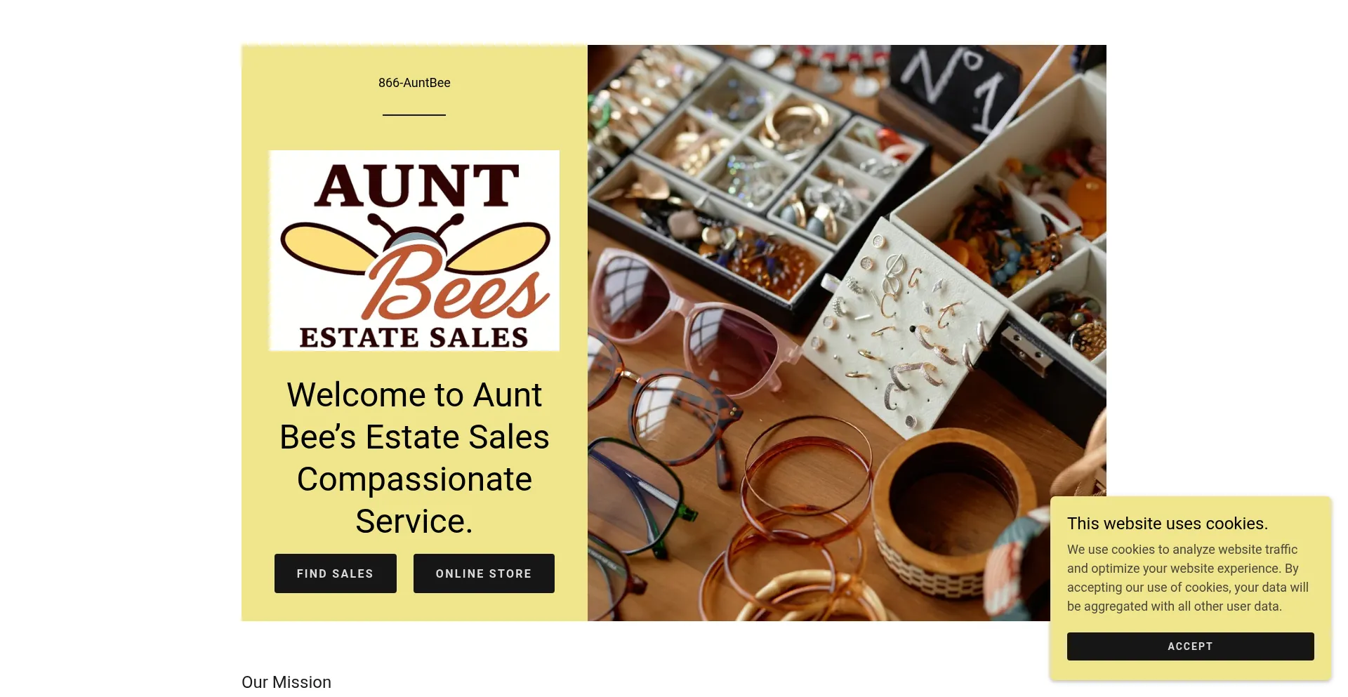 Website screenshot of Auntbees.net