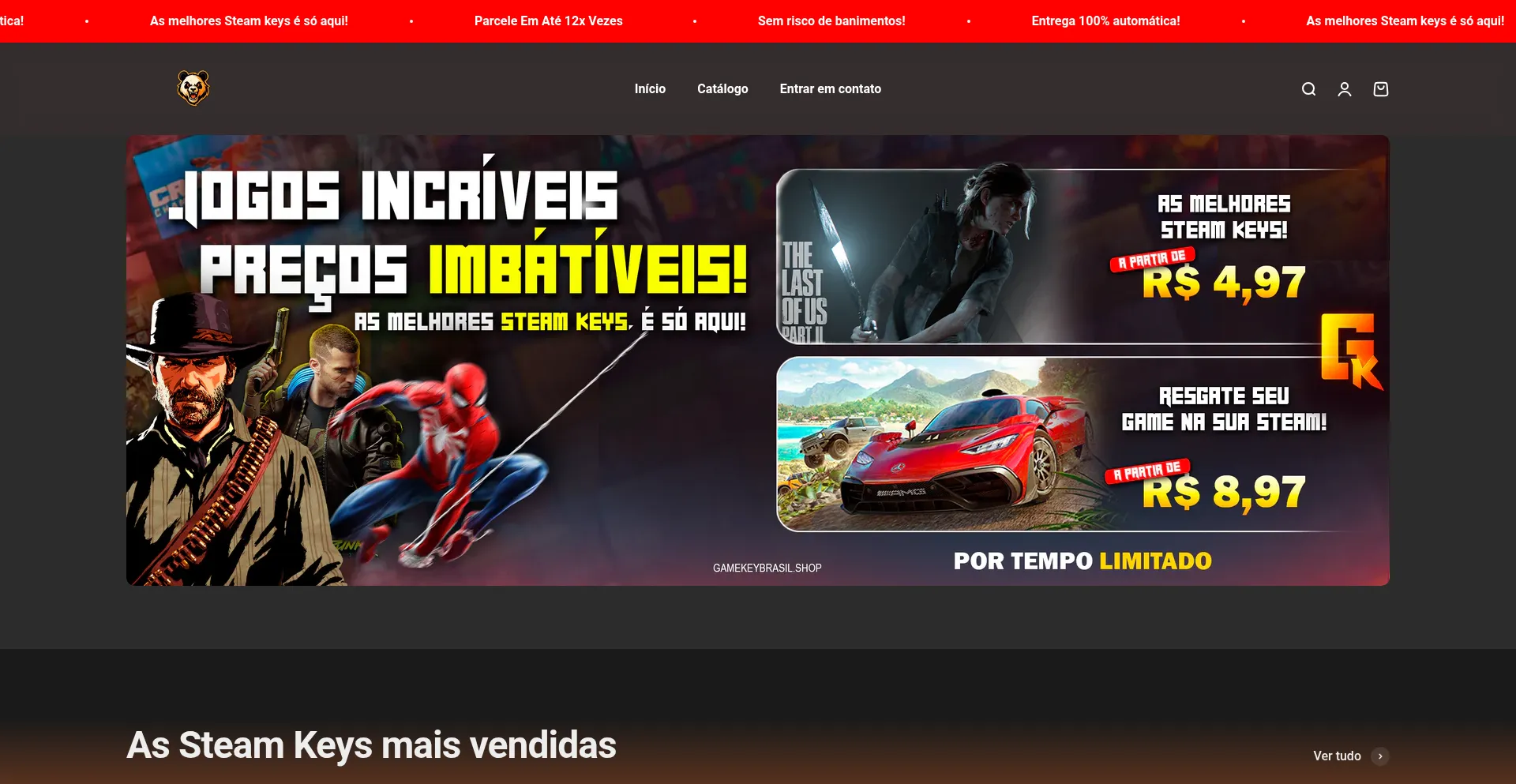 Website screenshot of Aurakeys.com.br