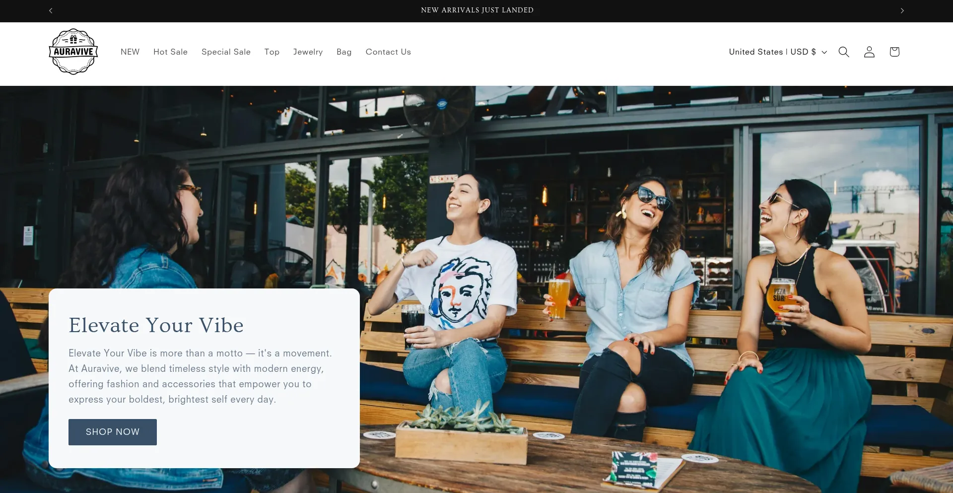 Website screenshot of Auravive.store