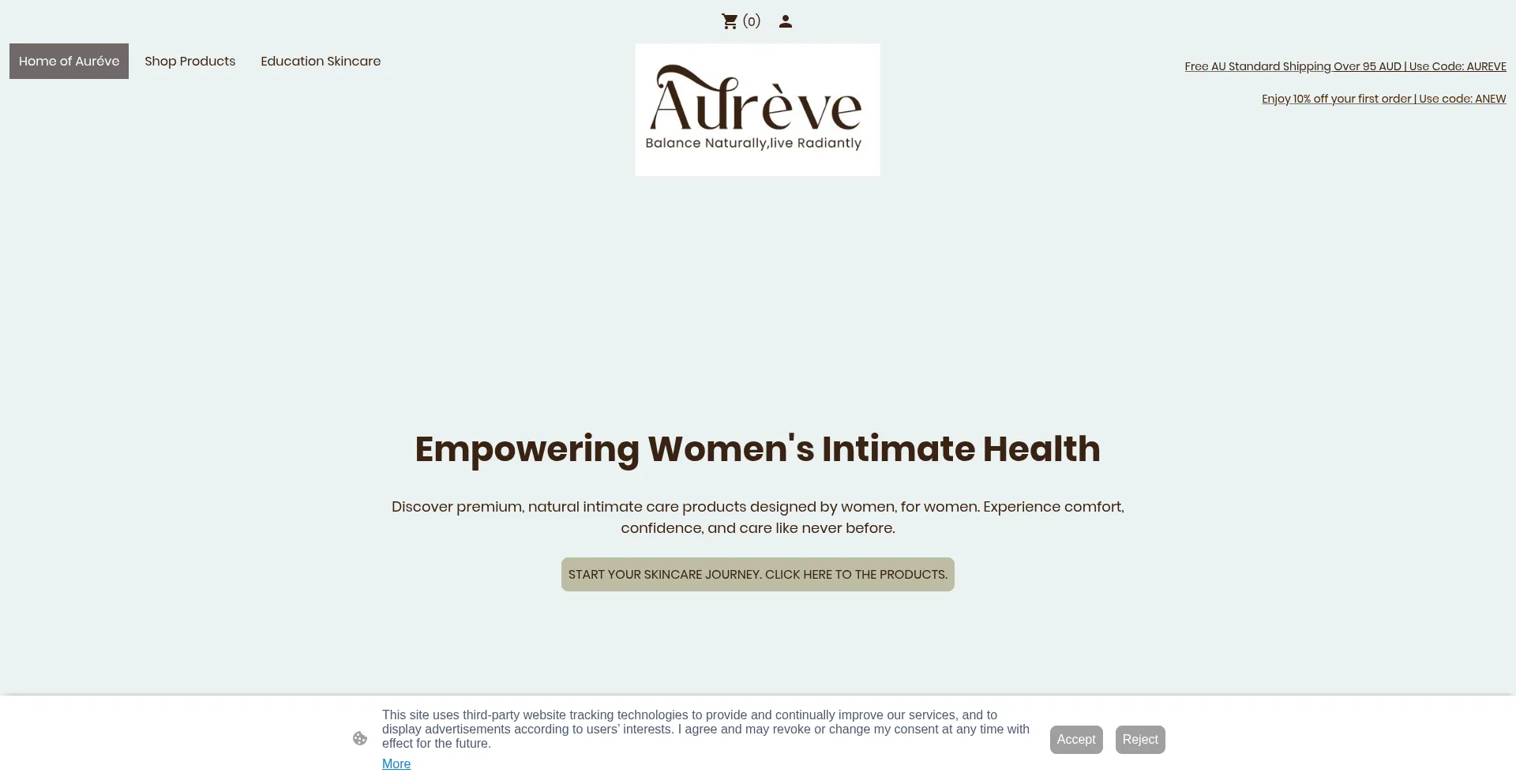 Website screenshot of Aureve.online