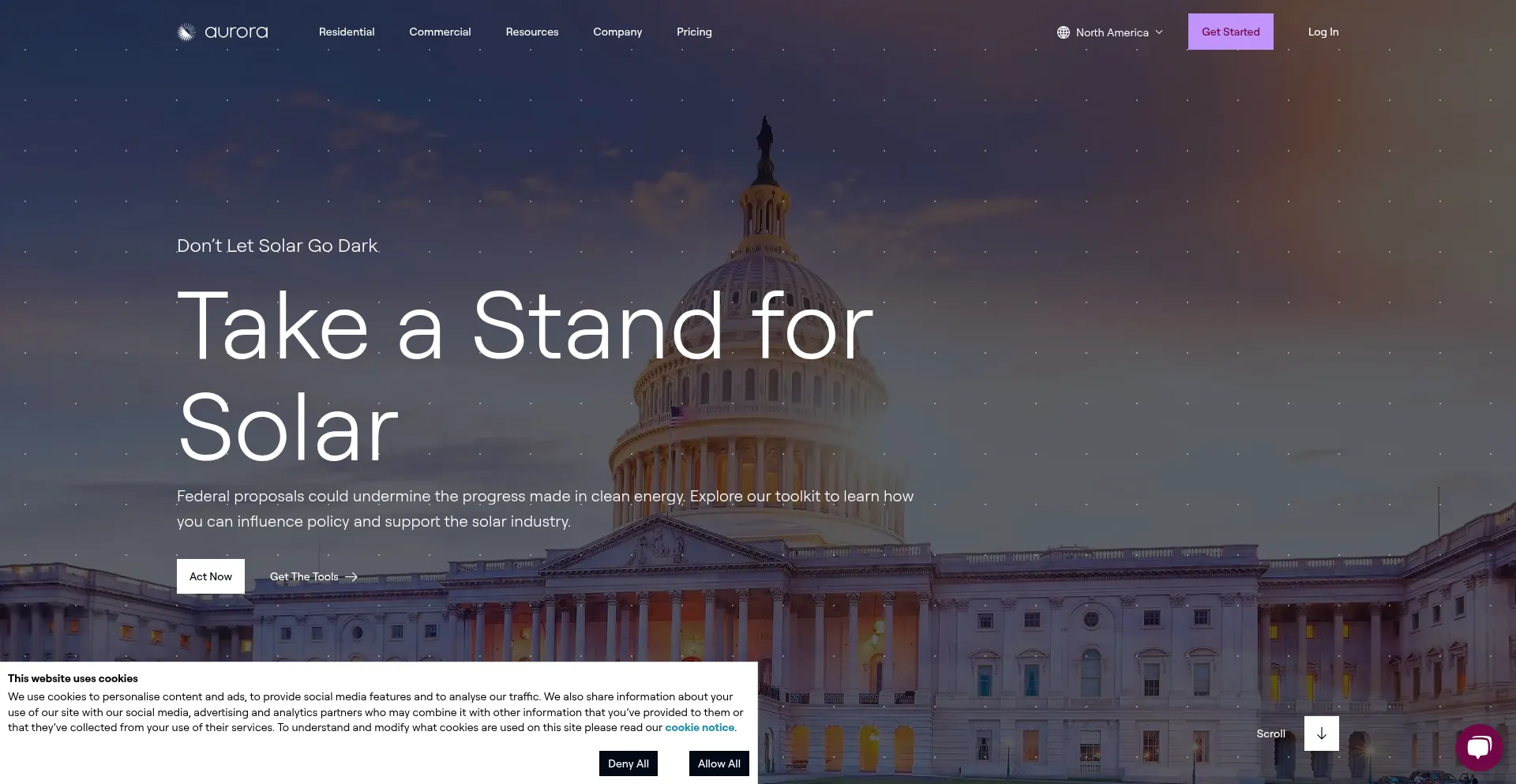 Website screenshot of Aurorasolar.com