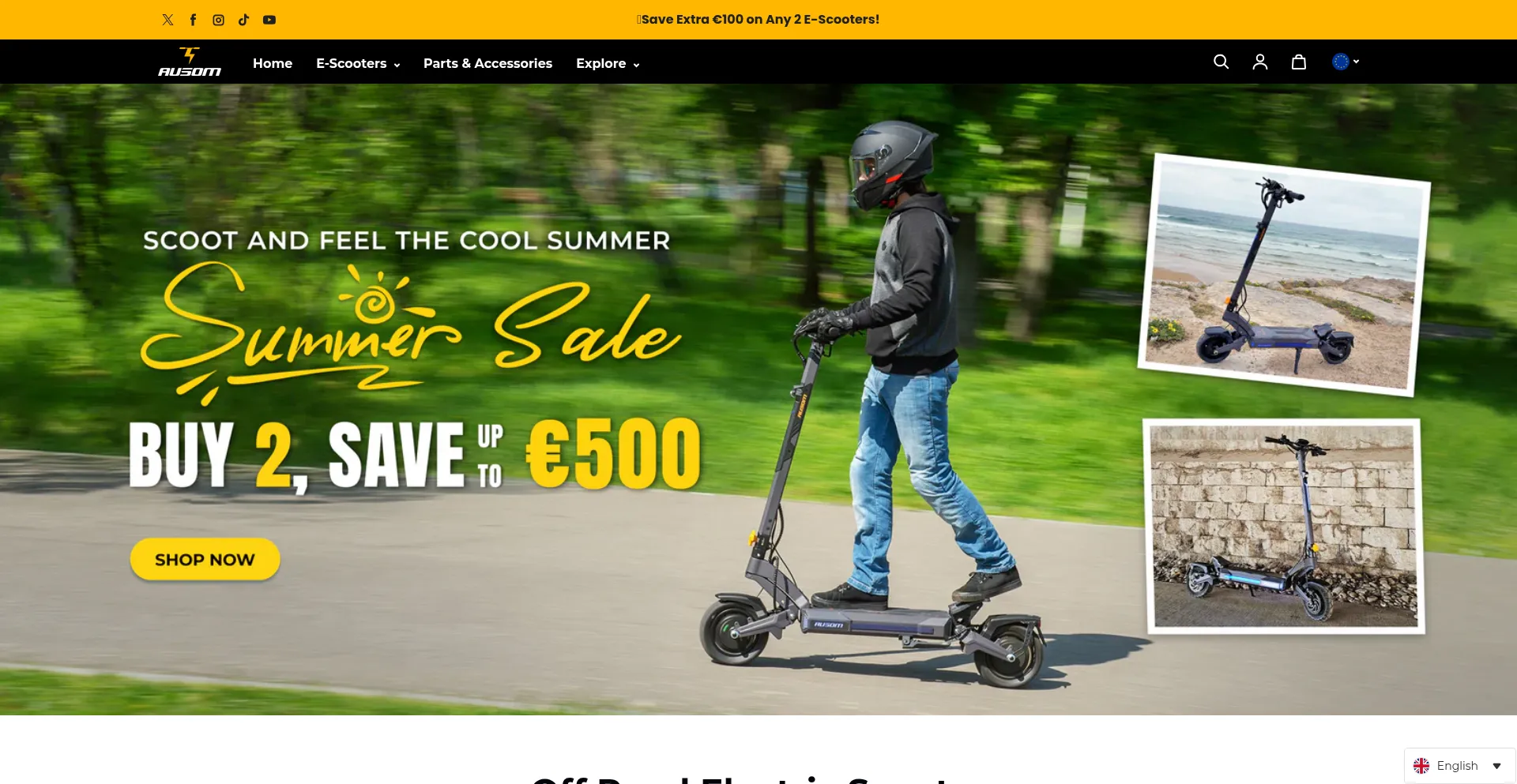 Website screenshot of Ausomstore.eu