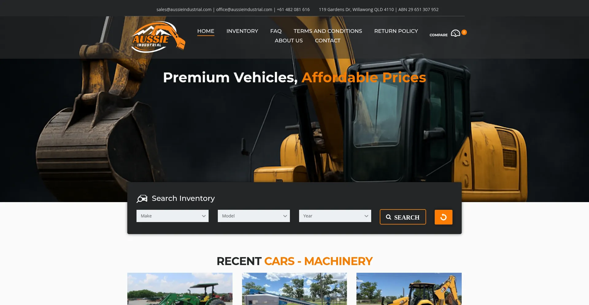 Website screenshot of Aussieindustrial.com