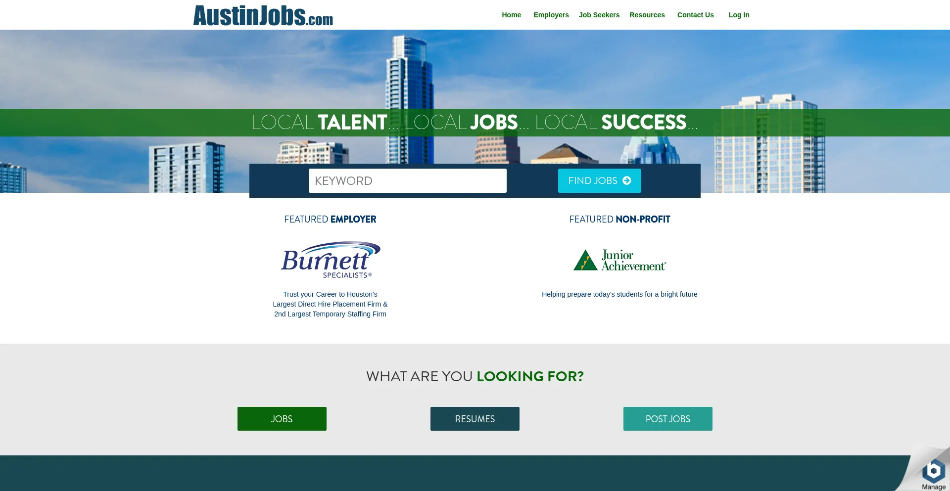 Website screenshot of Austinjobs.com