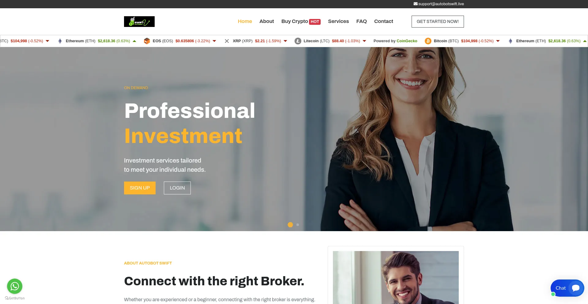 Website screenshot of Autobotswift.live