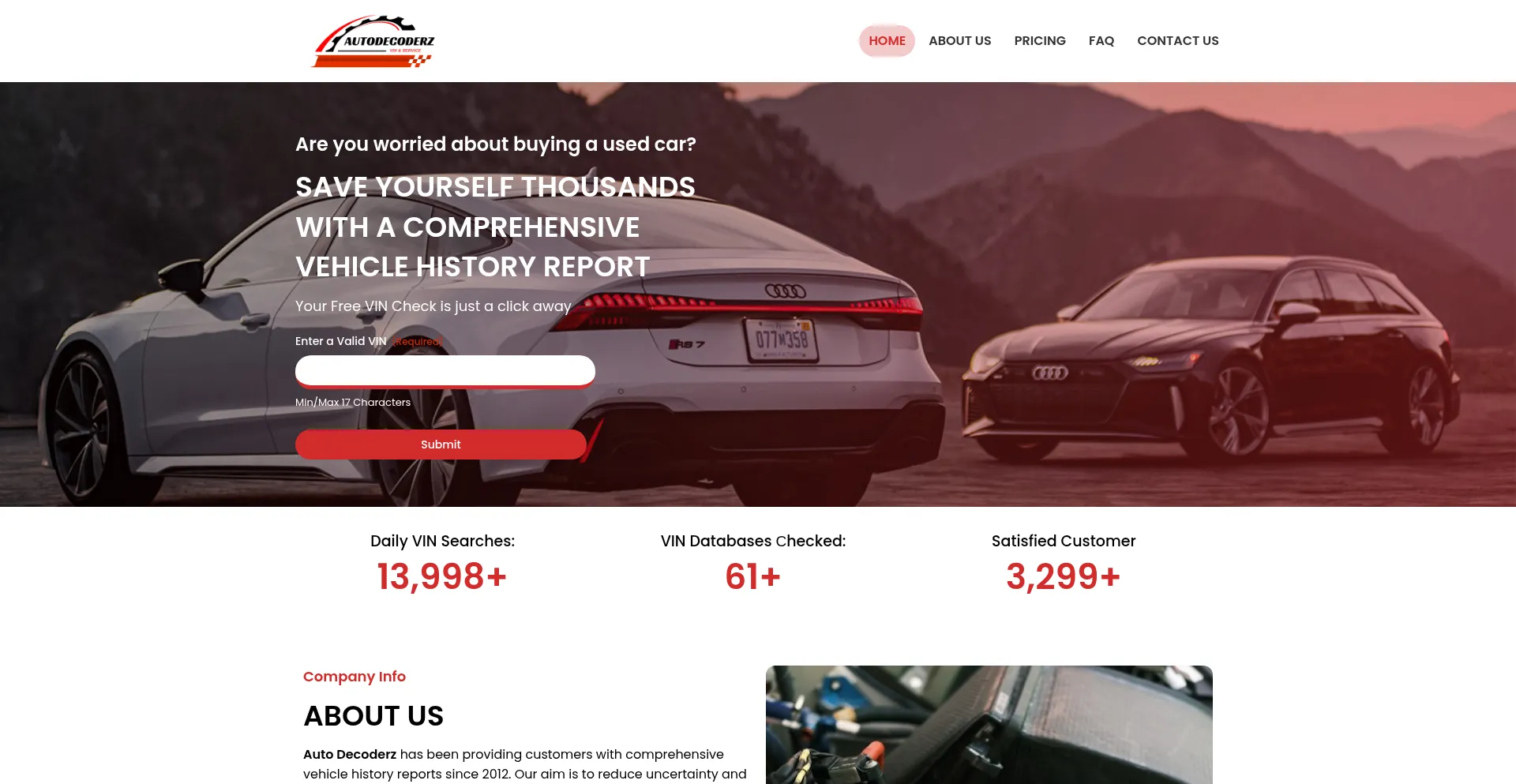 Website screenshot of Autodecoderz.com
