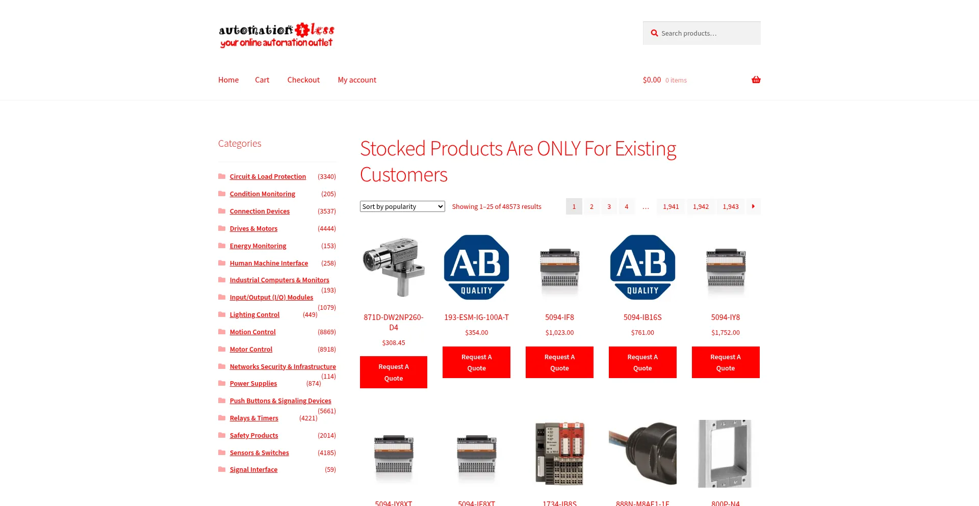 Website screenshot of Automation-for-less.com