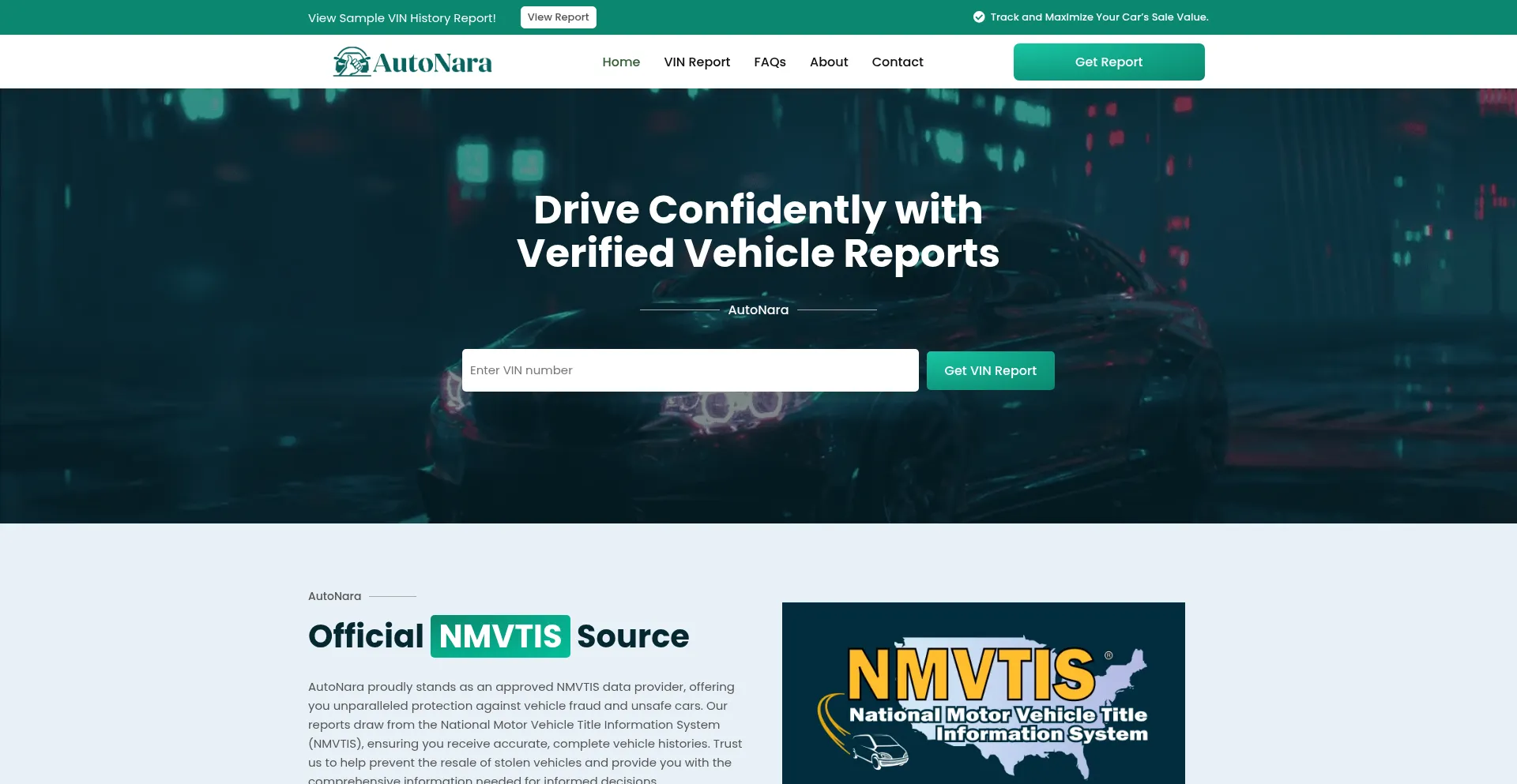 Website screenshot of Autonara.com