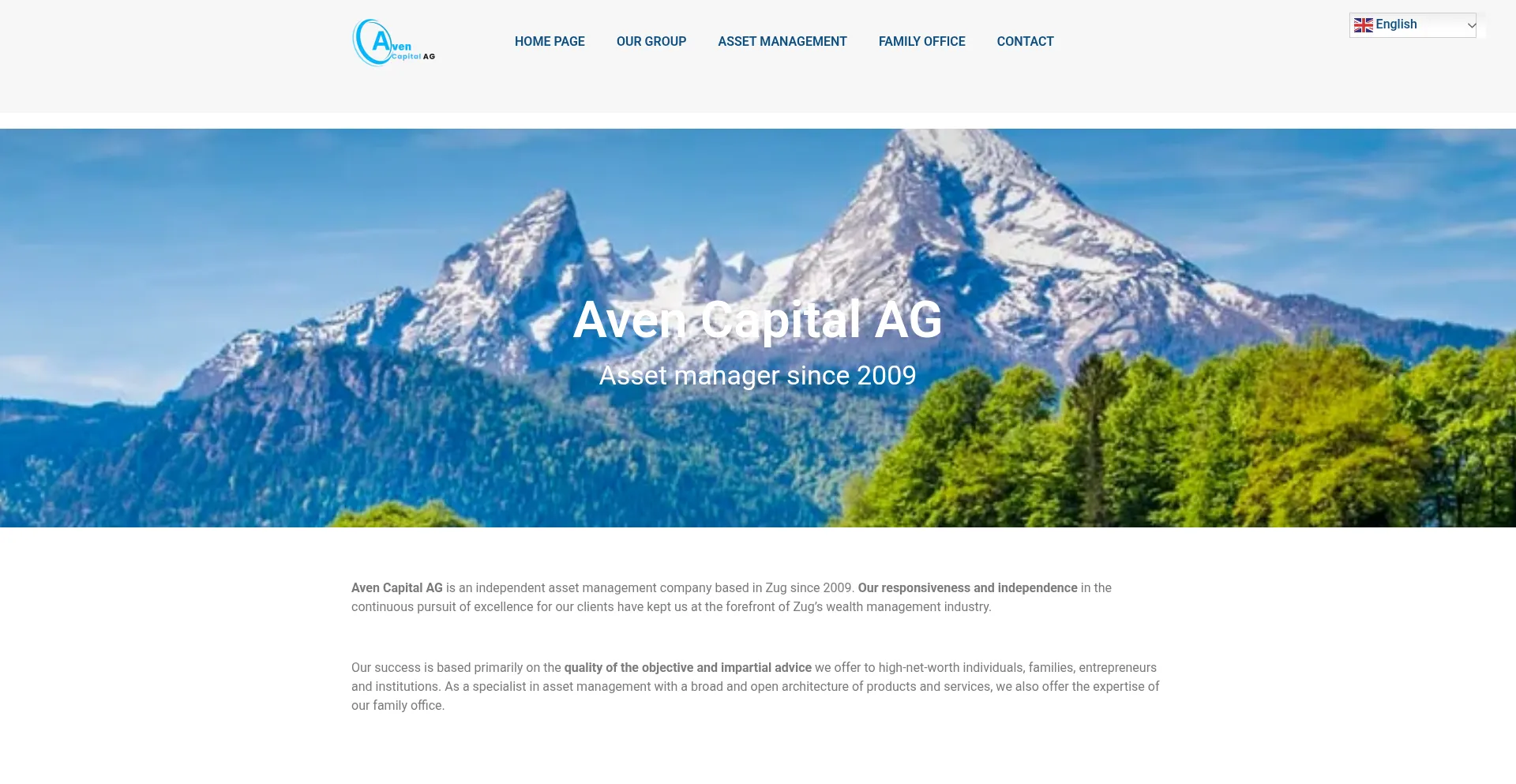 Website screenshot of Aven-capital.com
