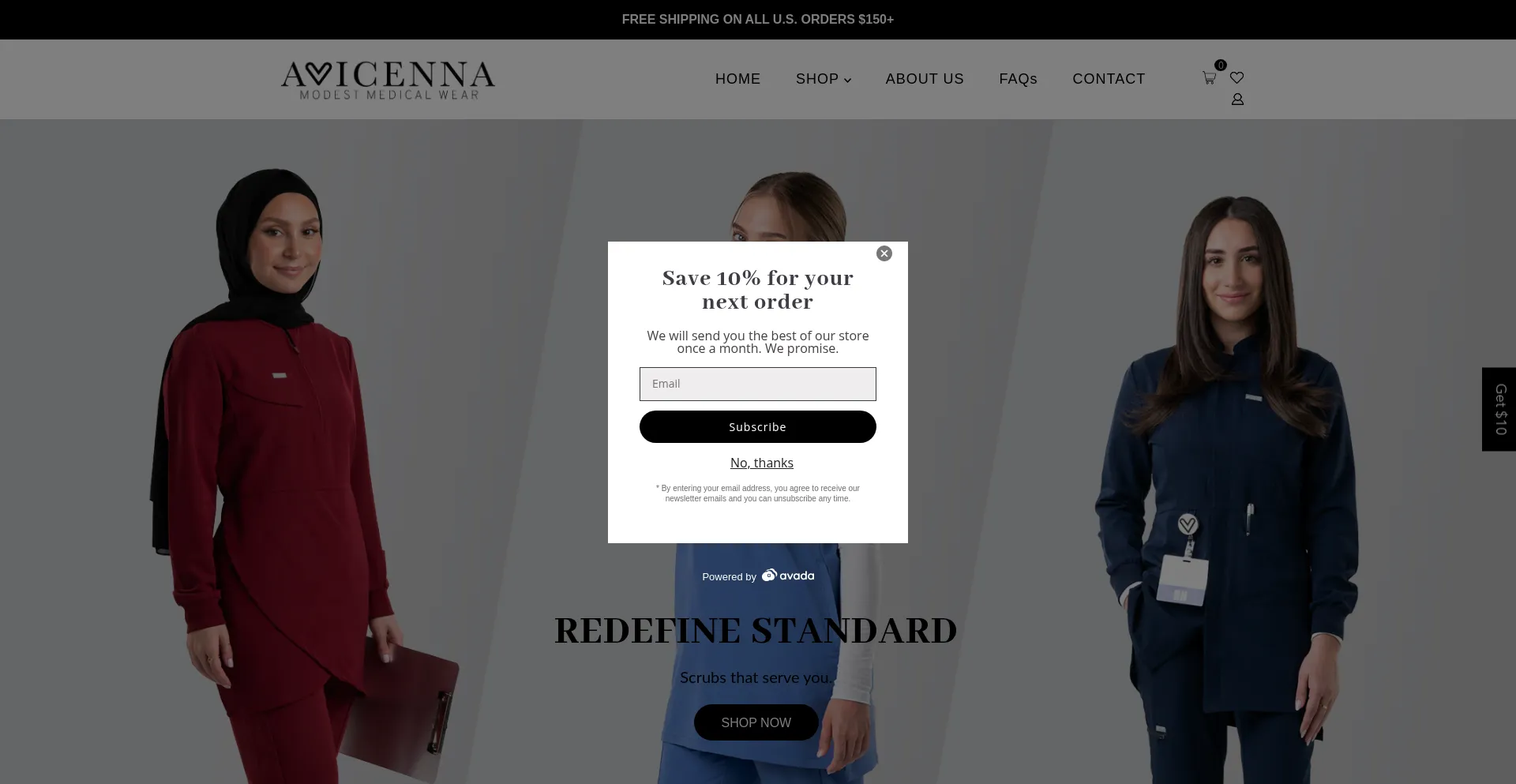 Website screenshot of Avicennascrubs.com
