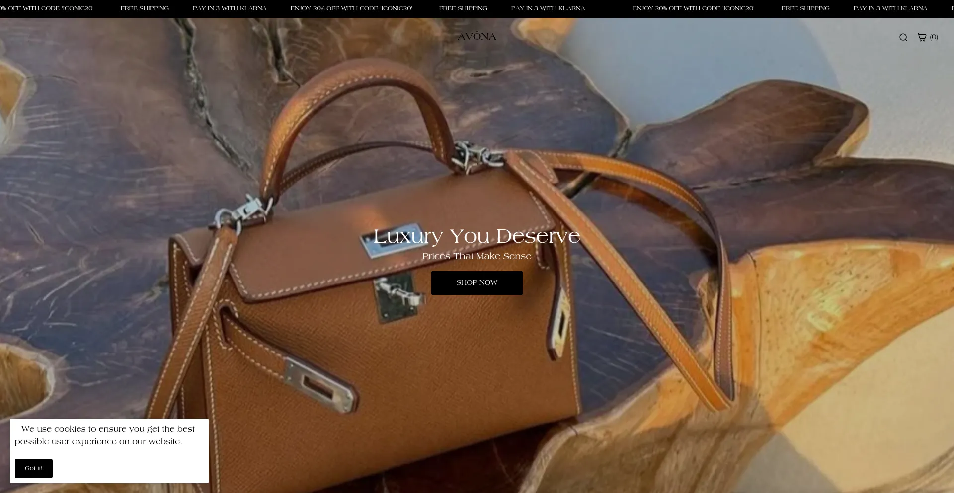 Website screenshot of Avonaofficial.com