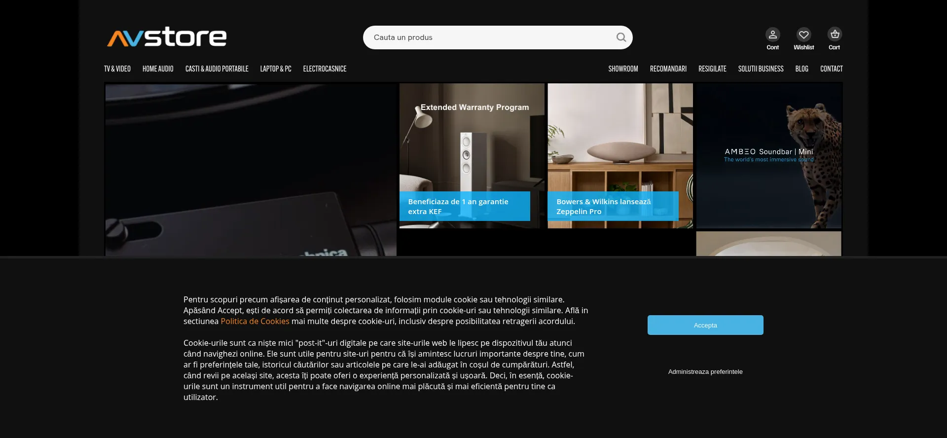 Website screenshot of Avstore.ro