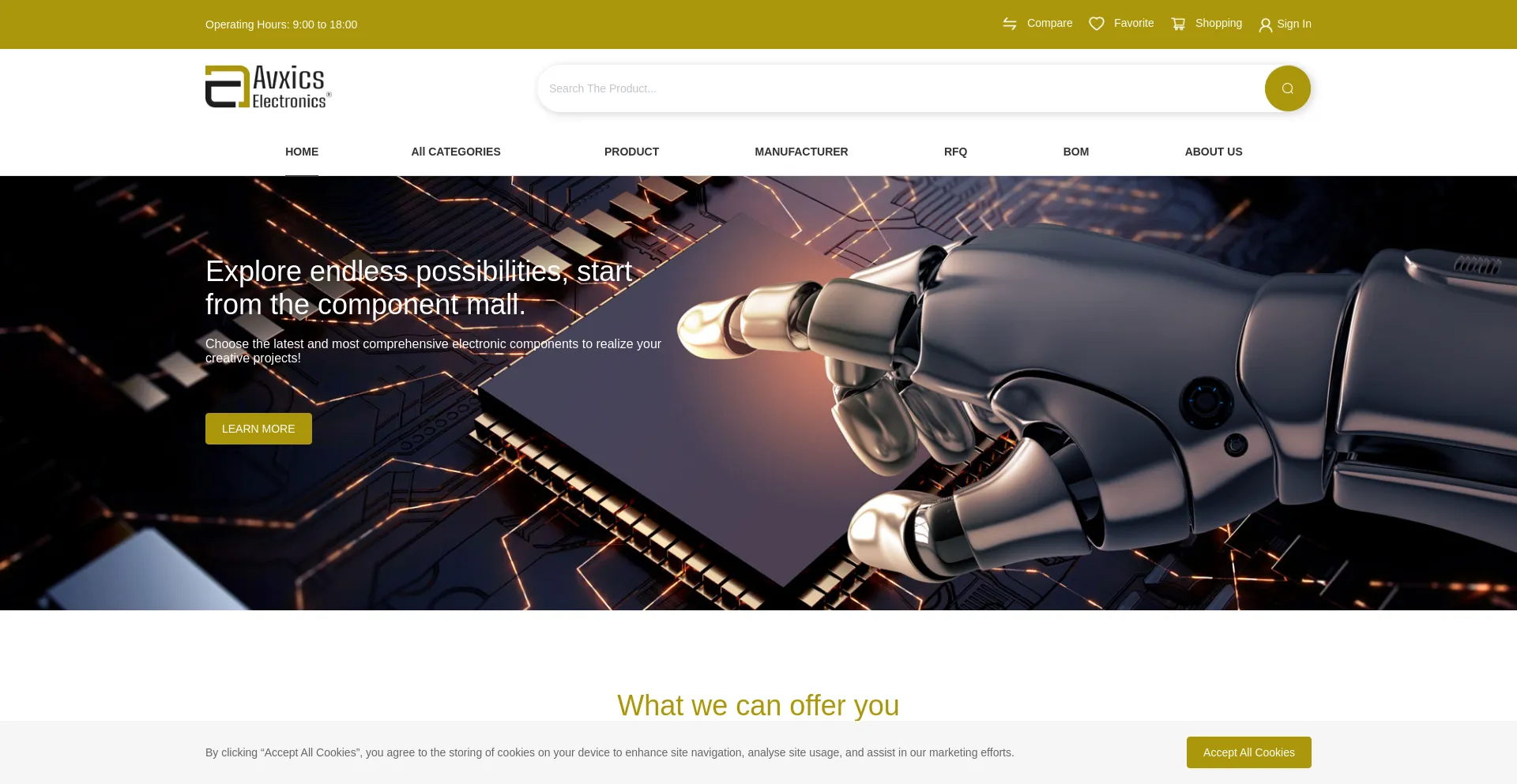 Website screenshot of Avxics.com