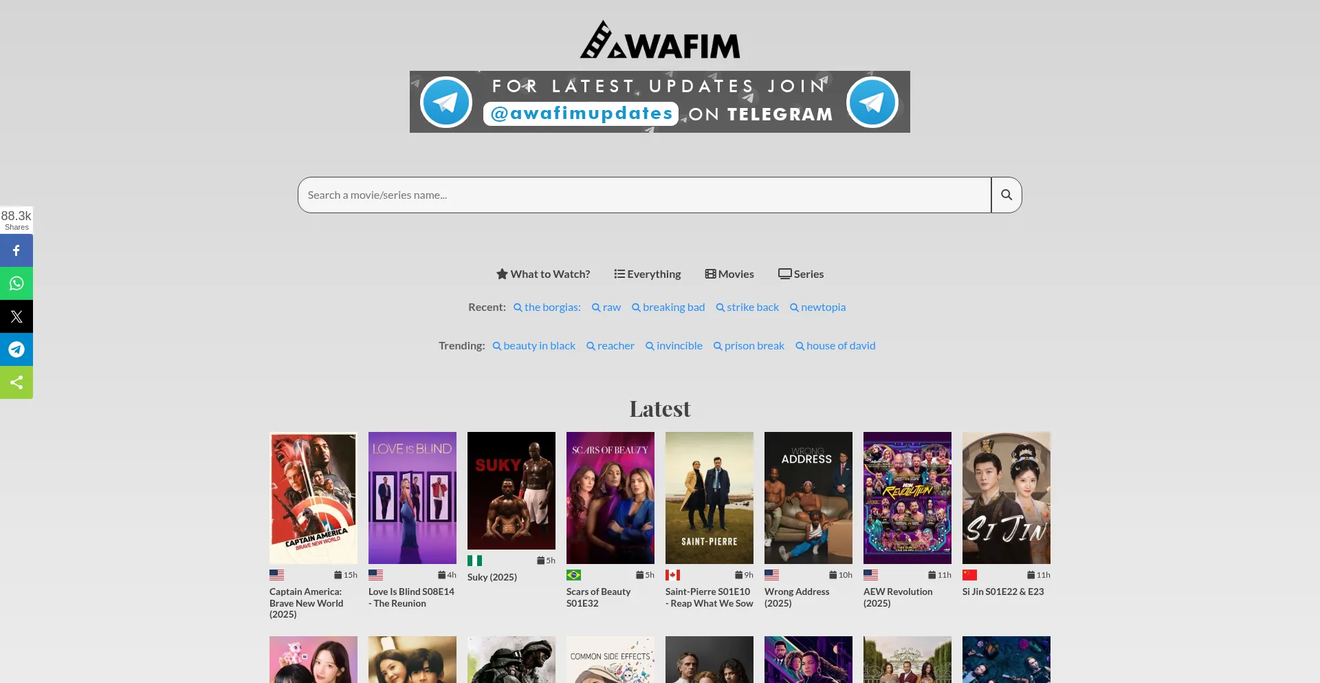 Website screenshot of Awafim.tv